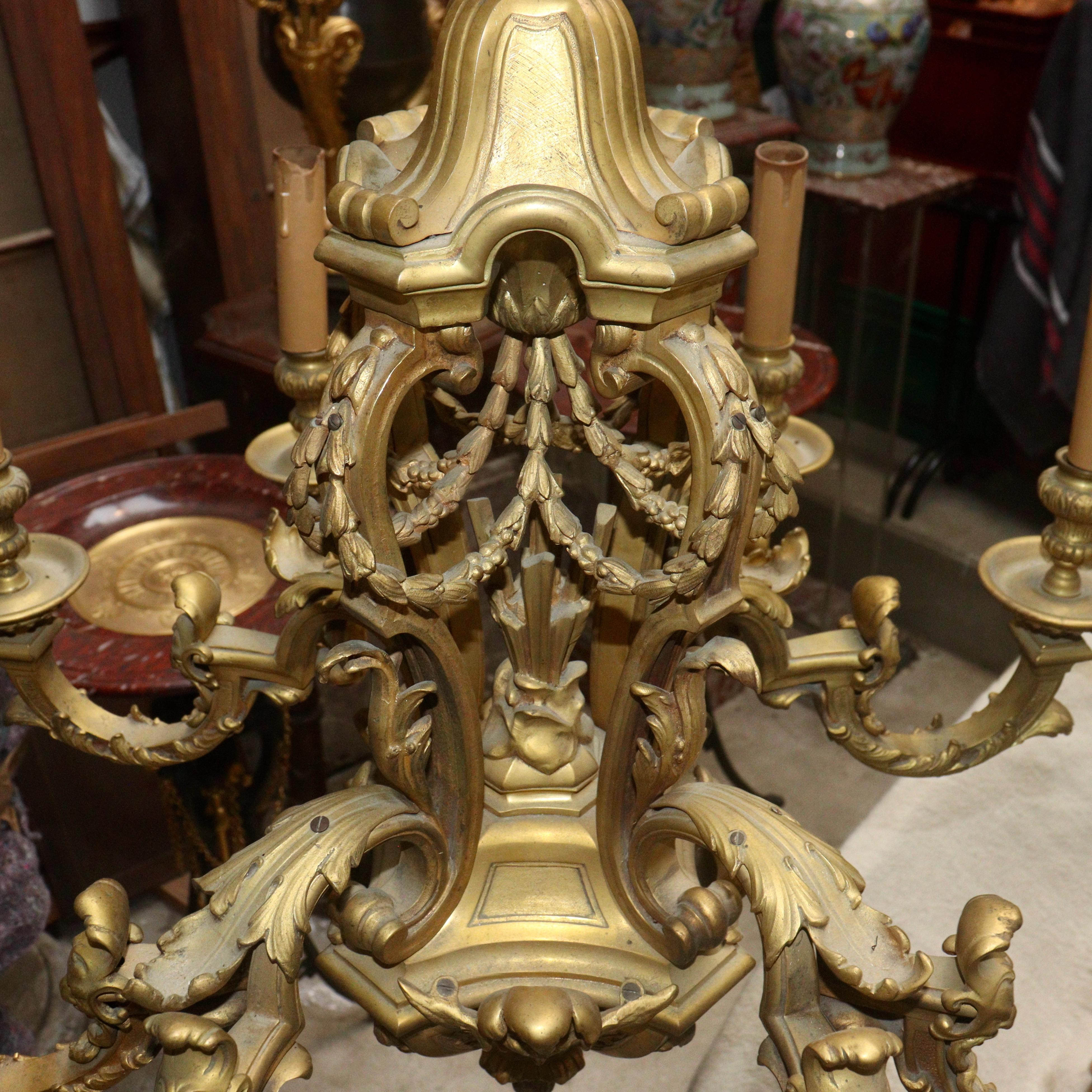 Lustre en bronze doré du XIXe siècle d'après André-Charles Boulle Bon état - En vente à Saint-Ouen, FR