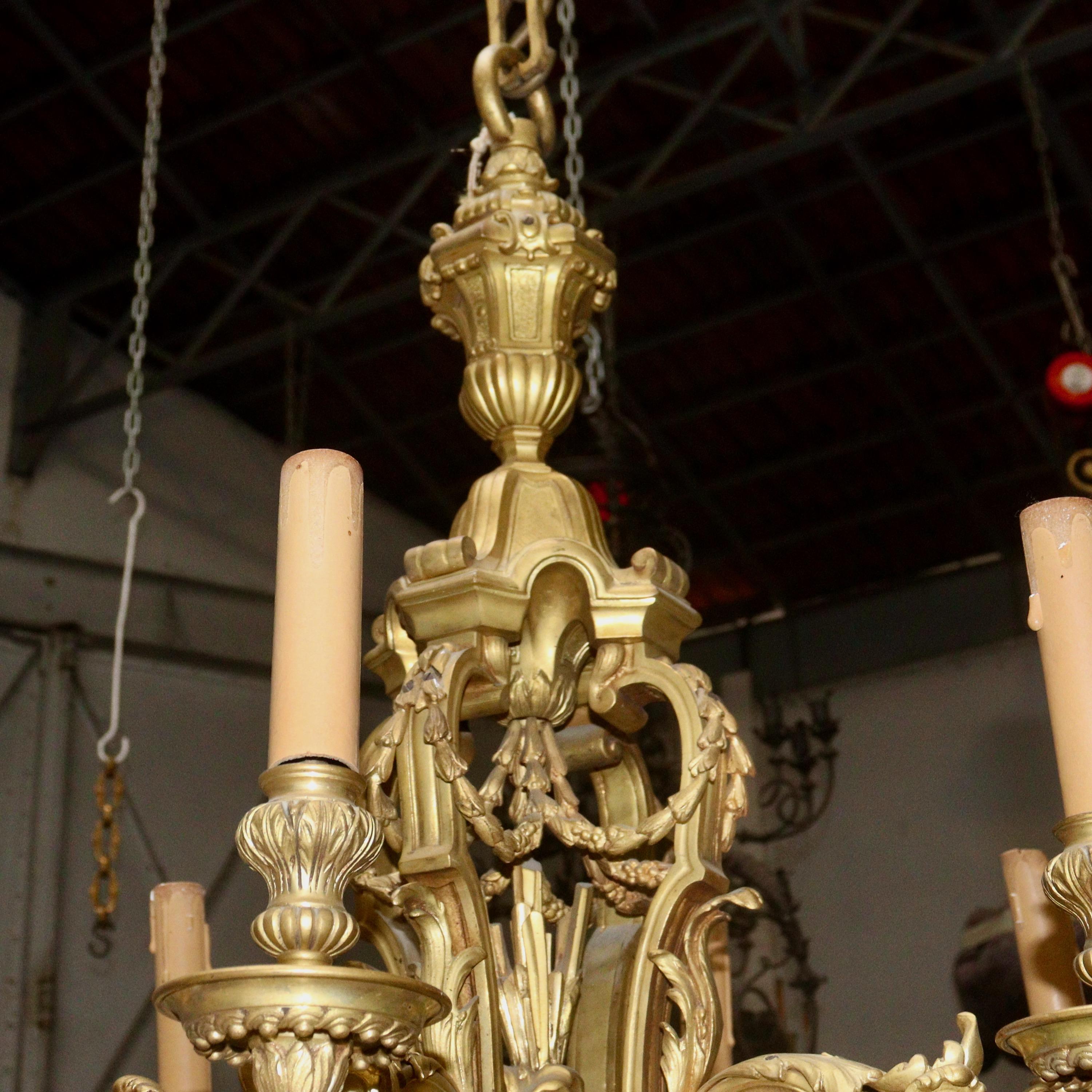 French 19th Century Ormolu Chandelier After André-Charles Boulle For Sale 1