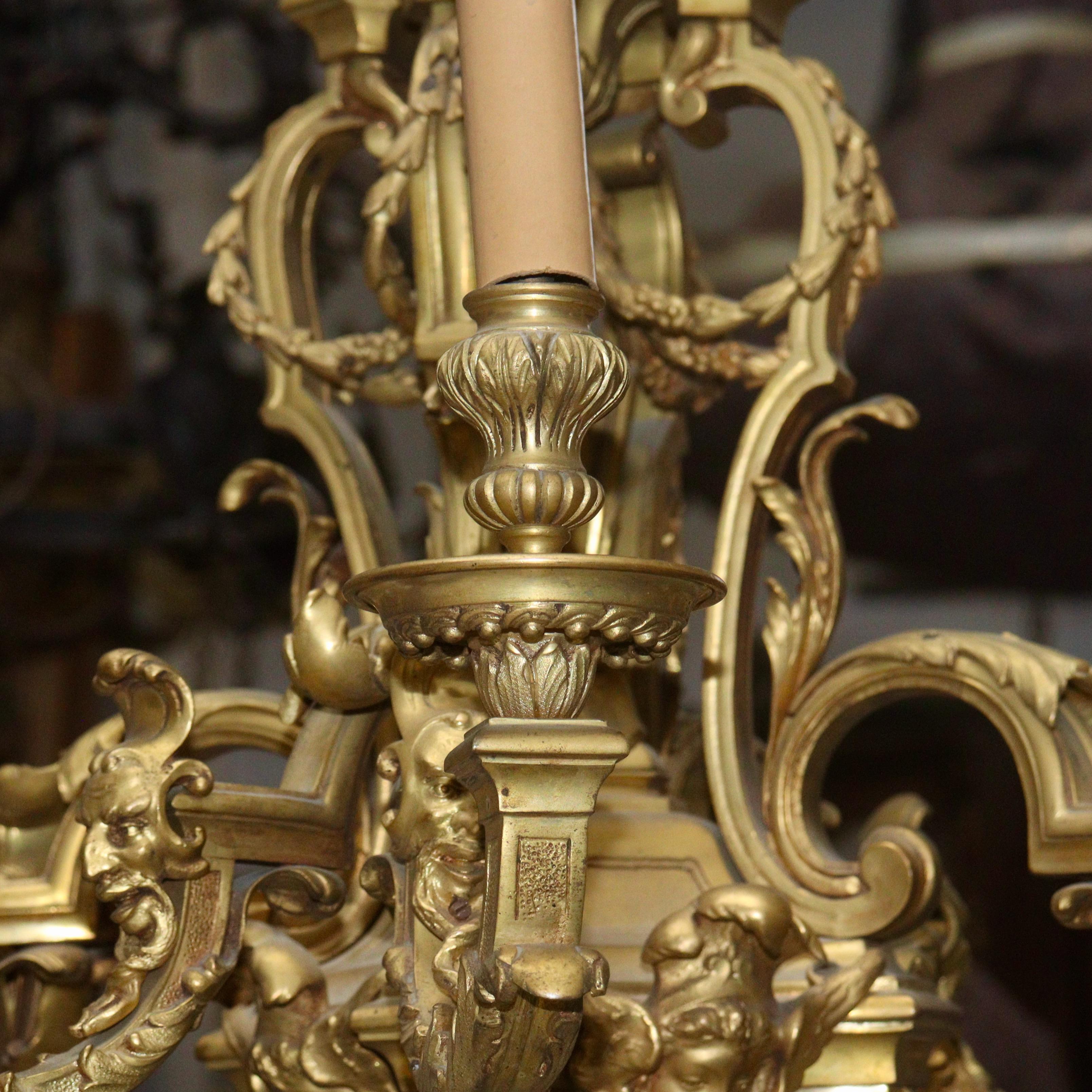 French 19th Century Ormolu Chandelier After André-Charles Boulle For Sale 3