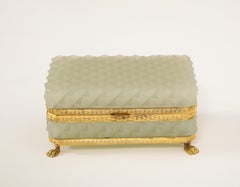 French 19th Century Ormolu Mounted and Footed Cream Opaline Crystal Box