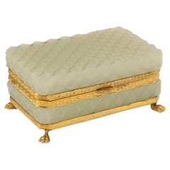 French 19th Century Ormolu Mounted and Footed Cream Opaline Crystal Box