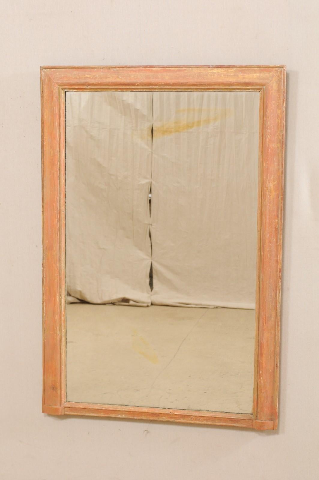 French 19th Century Painted Wood Rectangular-Shaped Mirror In Good Condition In Atlanta, GA