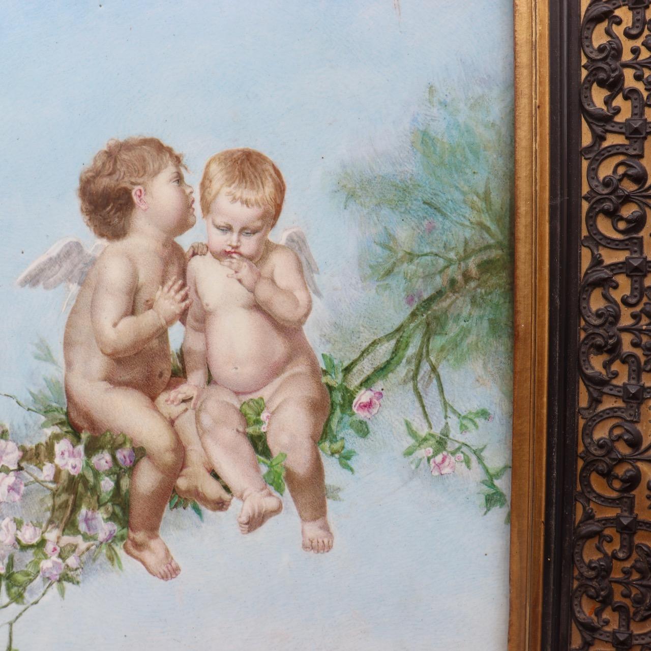 French 19th Century Pair of Framed Porcelain Plaques In Good Condition In Saint-Ouen, FR