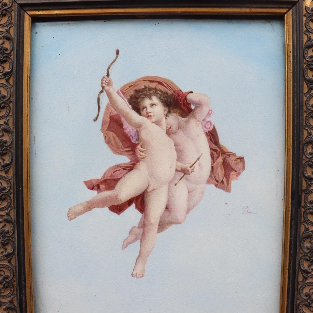 French 19th Century Pair of Framed Porcelain Plaques 3