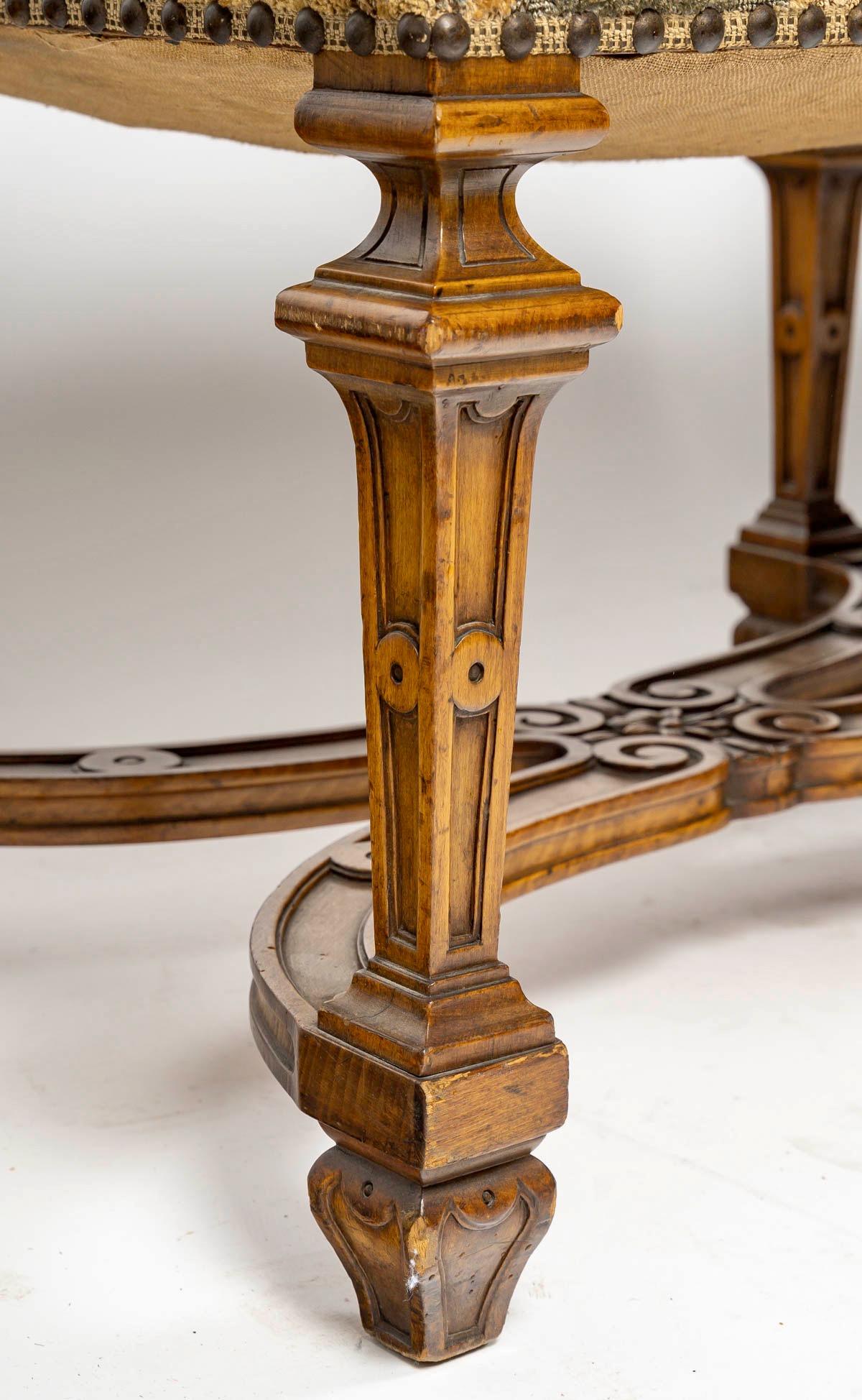 Late 19th Century A French 19th Century Pair of Louis XIV Style Stools For Sale