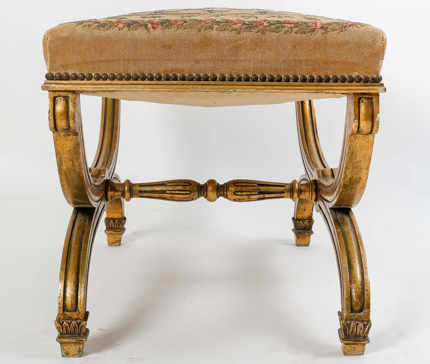 A French 19th Century Pair of Louis XVI Style Large Curule Stools  In Good Condition For Sale In Saint-Ouen, FR