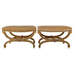 Used A French 19th Century Pair of Louis XVI Style Large Curule Stools 