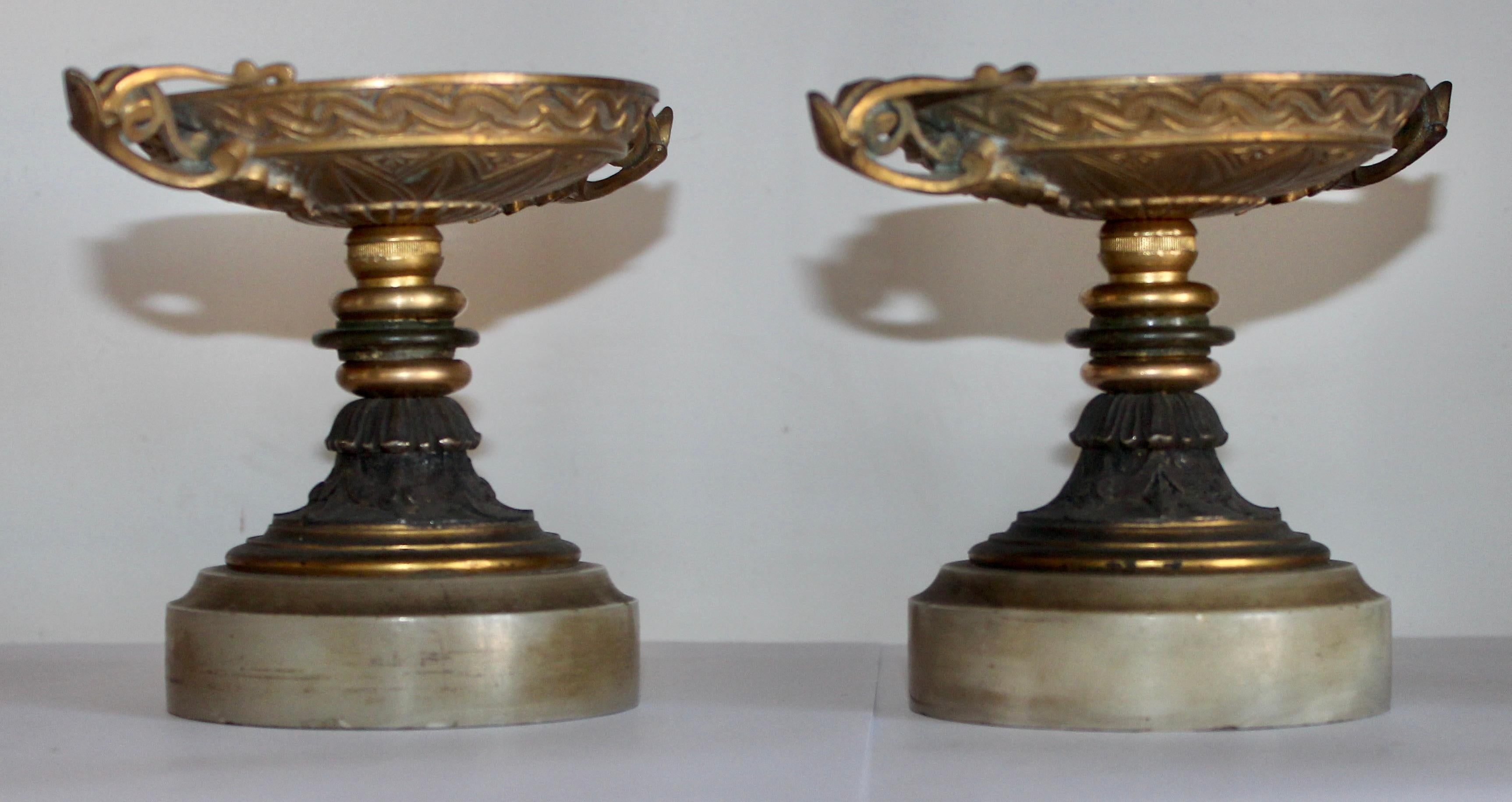 Patinated French 19th Century Pair of Tazzas