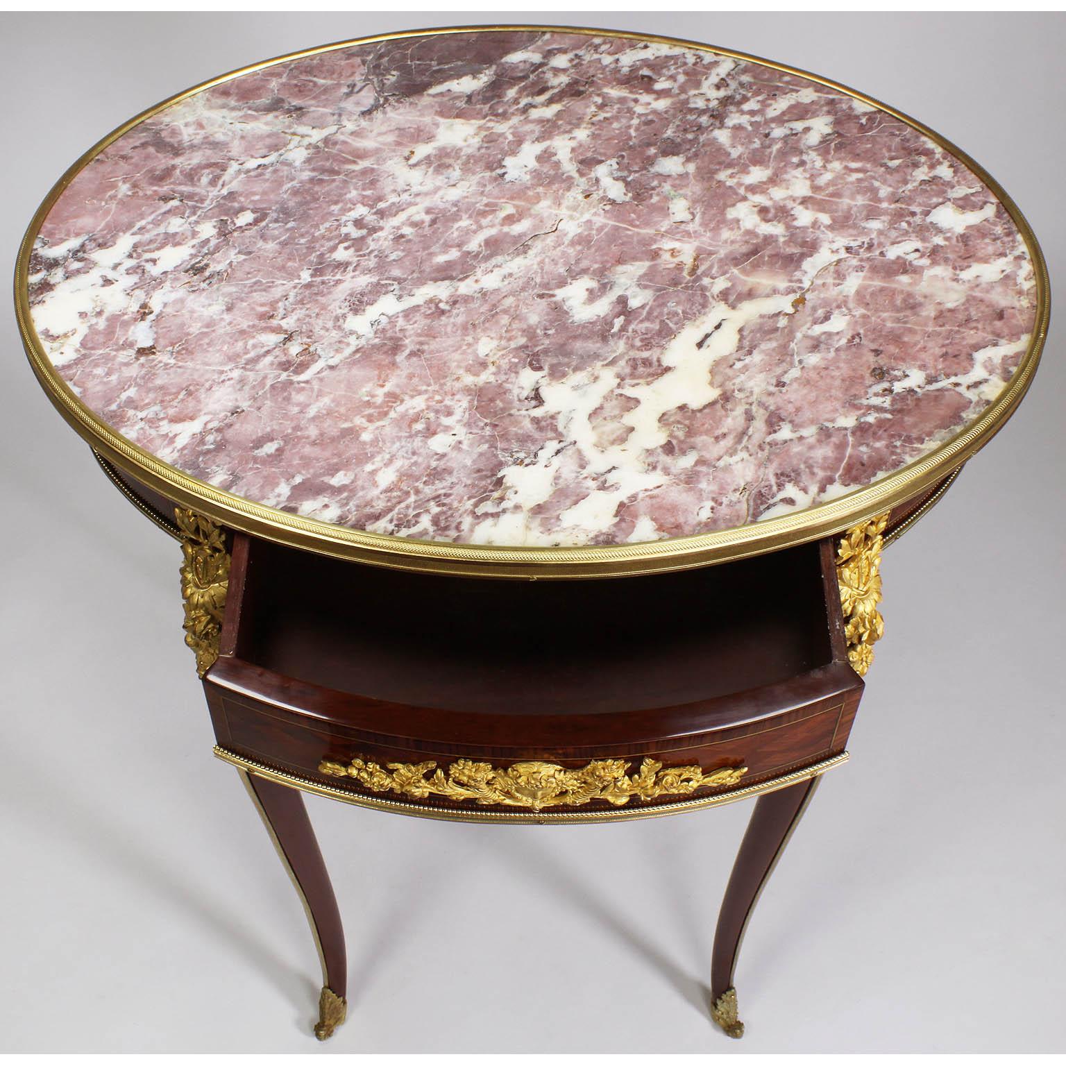 French 19th Century Parquetry & Ormolu Mounted Side Table Attr. François Linke For Sale 5