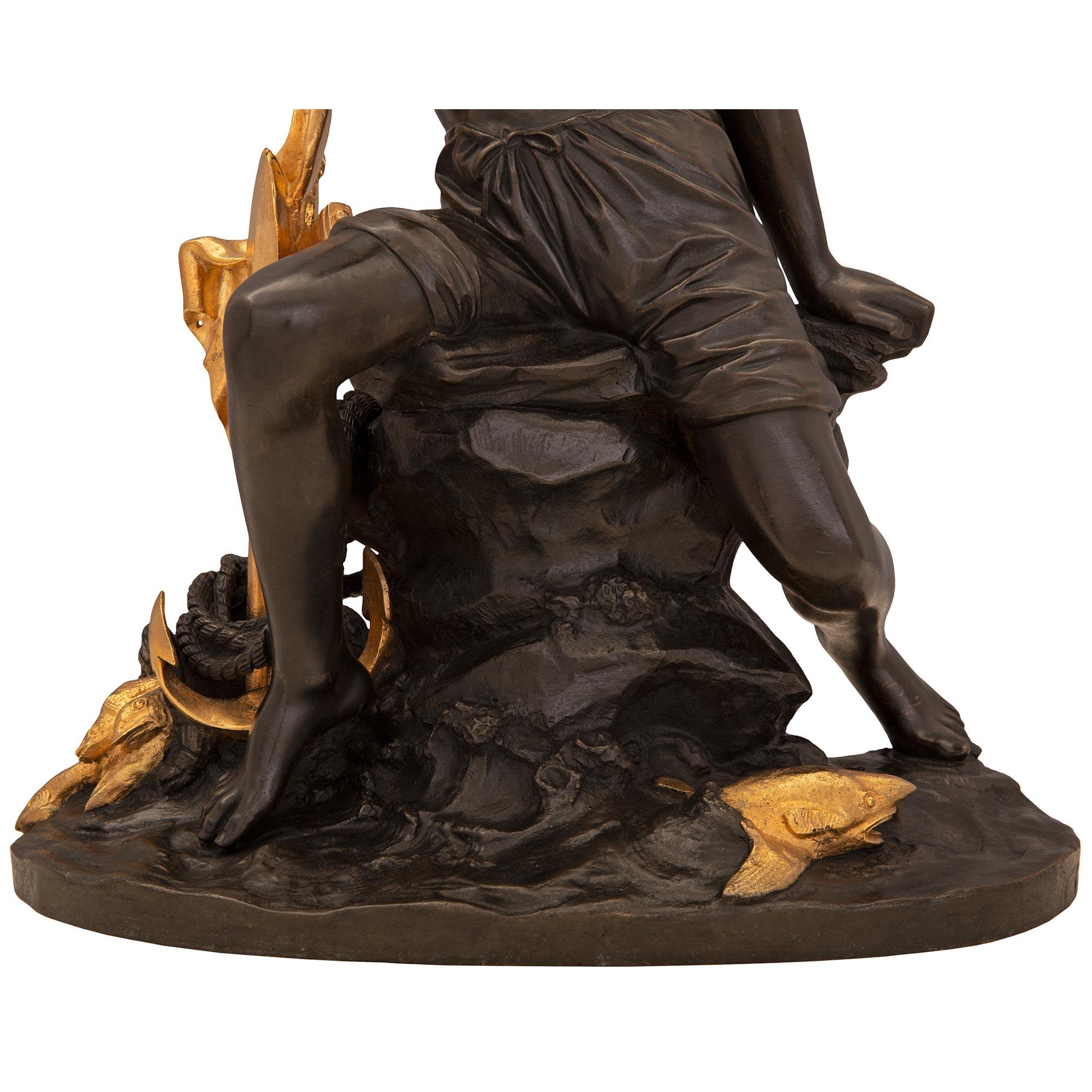 Bronze Statue française du 19ème siècle en bronze patiné et bronze doré, estampillée Tiffany en vente