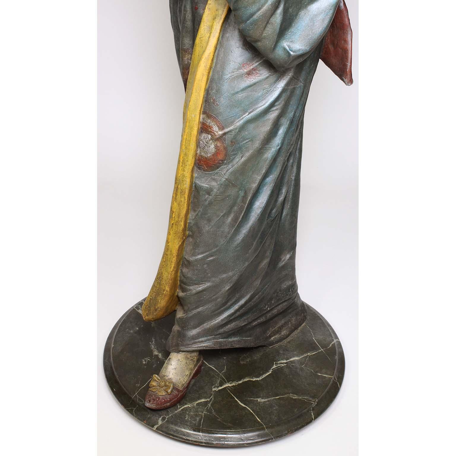 French 19th Century Polychromed Life-Size Figure of a Geisha, Charles Massé For Sale 4