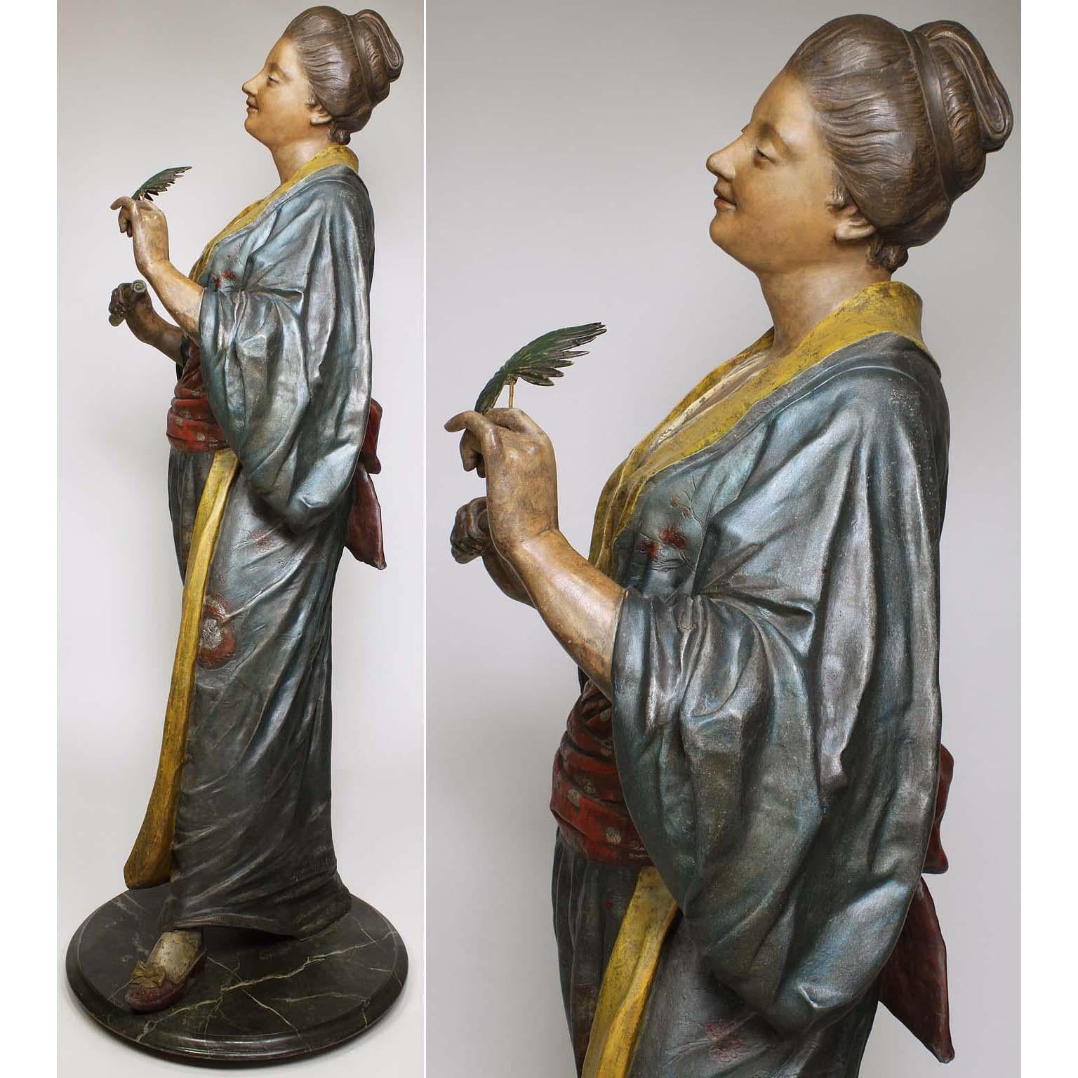 French 19th Century Polychromed Life-Size Figure of a Geisha, Charles Massé For Sale 5