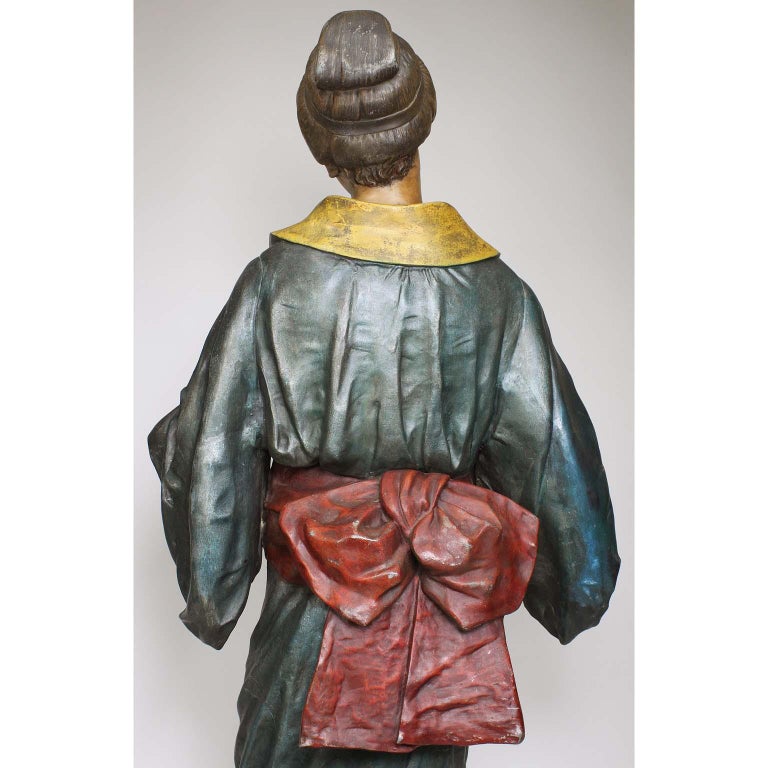French 19th Century Polychromed Life-Size Figure of a Geisha, Charles Massé For Sale 7
