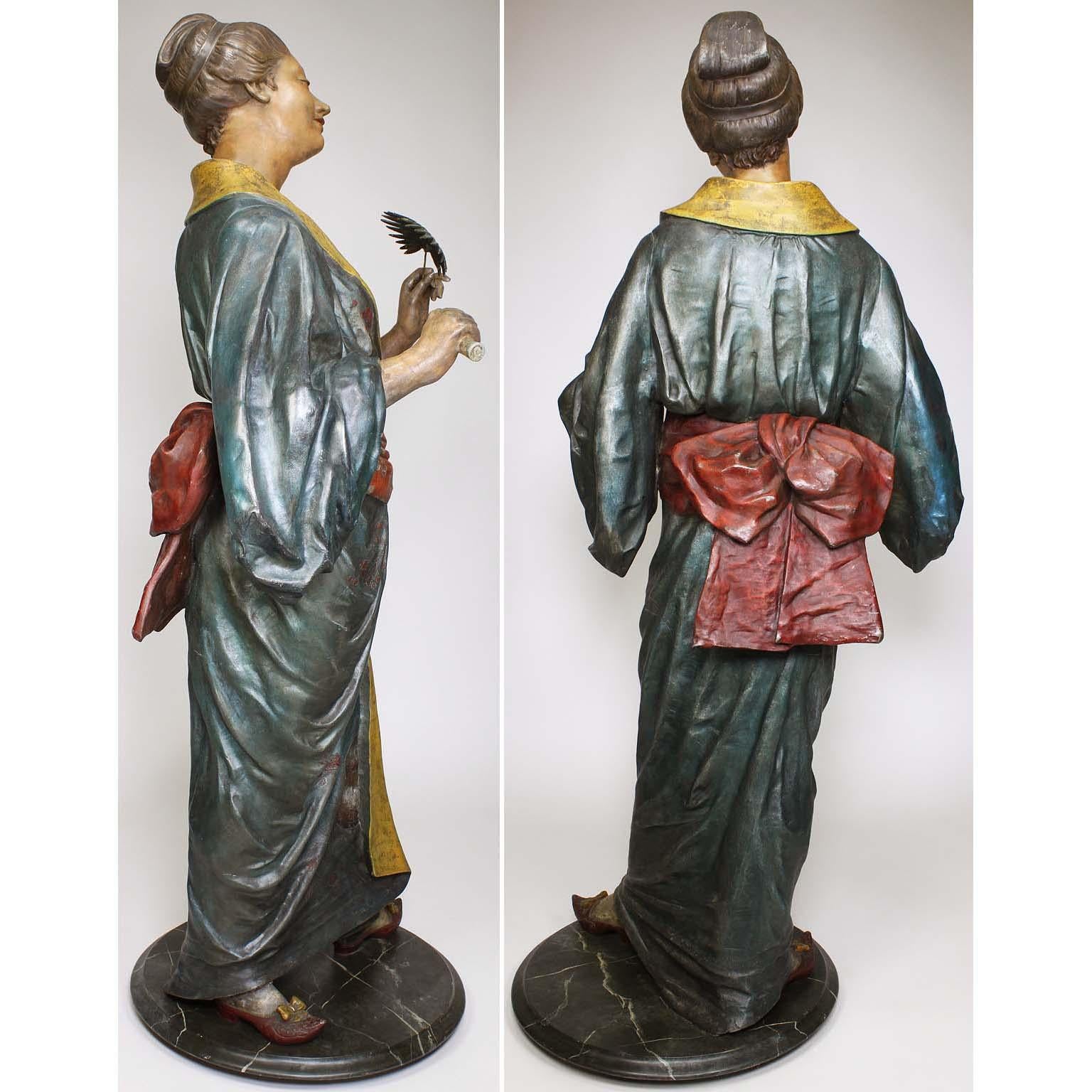French 19th Century Polychromed Life-Size Figure of a Geisha, Charles Massé For Sale 8