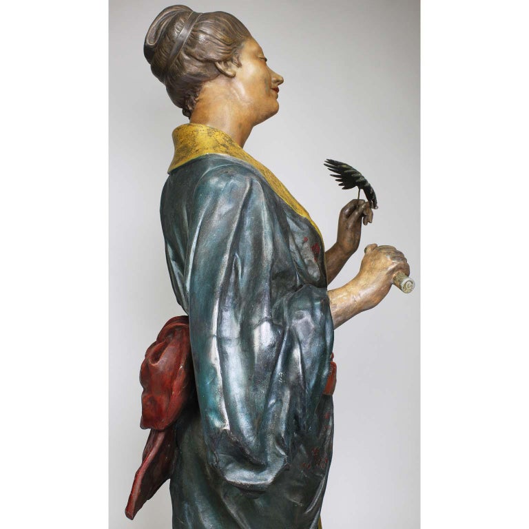 French 19th Century Polychromed Life-Size Figure of a Geisha, Charles Massé For Sale 9