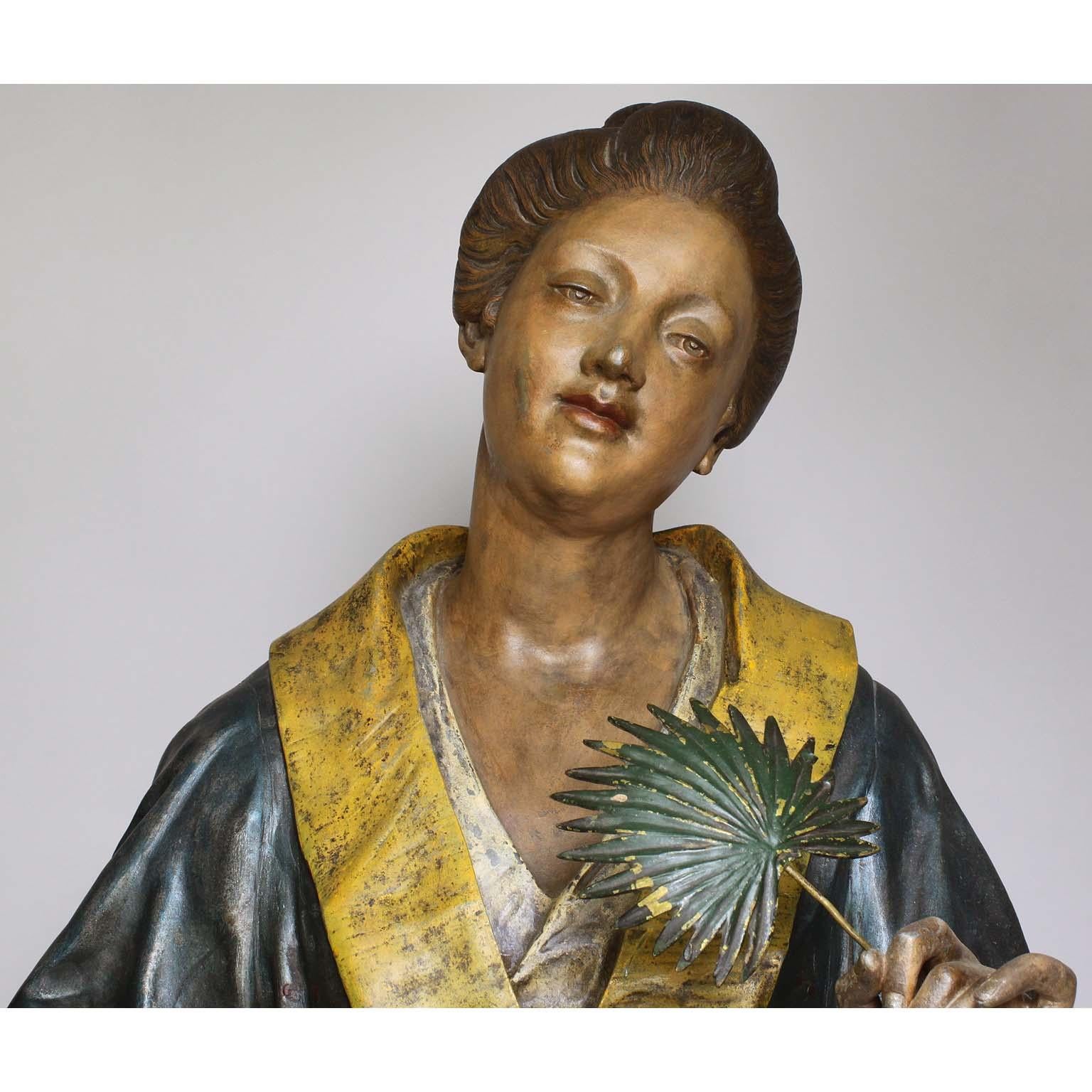 Japonisme Figure grandeur nature d'une geisha polychromée du 19ème siècle, Charles Massé en vente