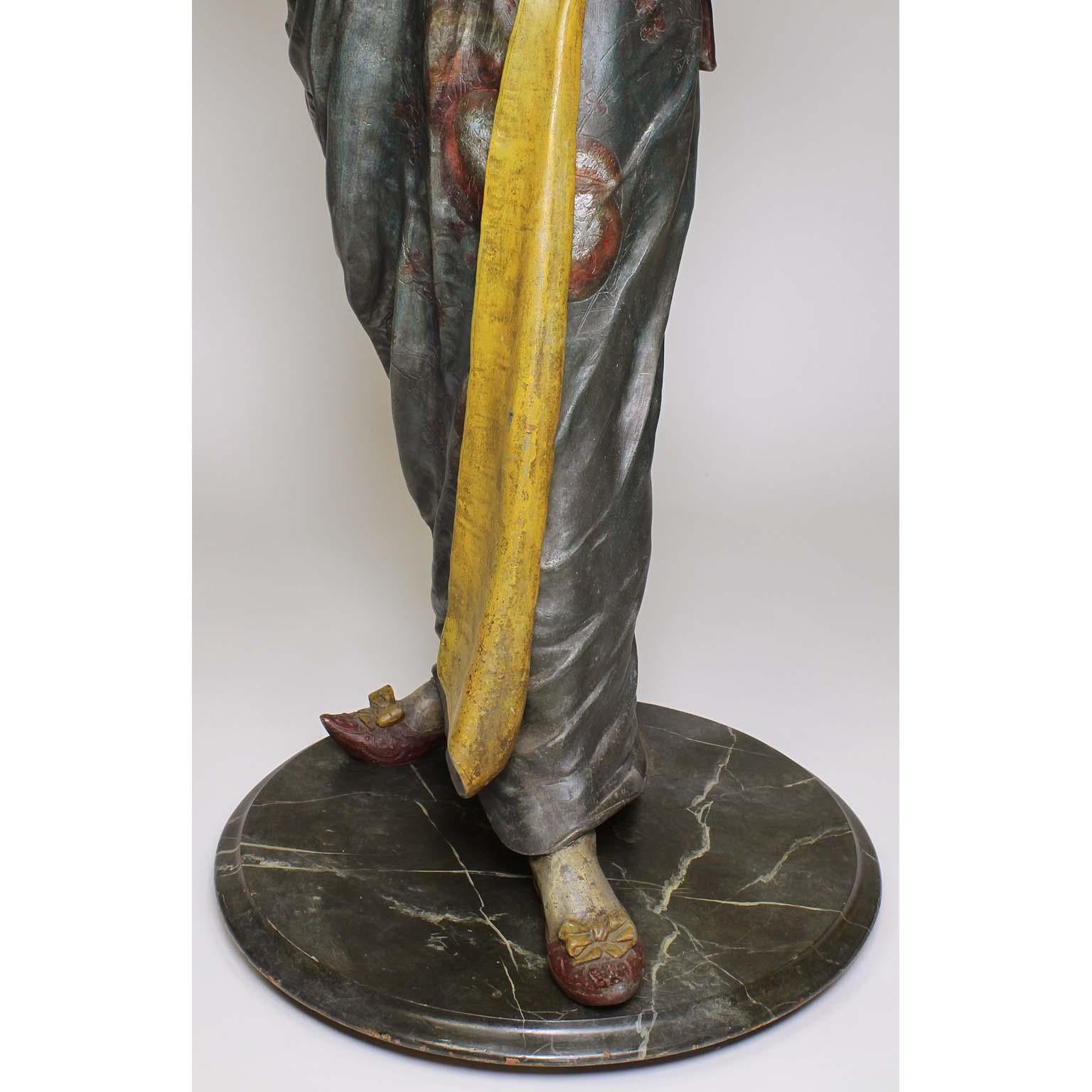 Métal Figure grandeur nature d'une geisha polychromée du 19ème siècle, Charles Massé en vente