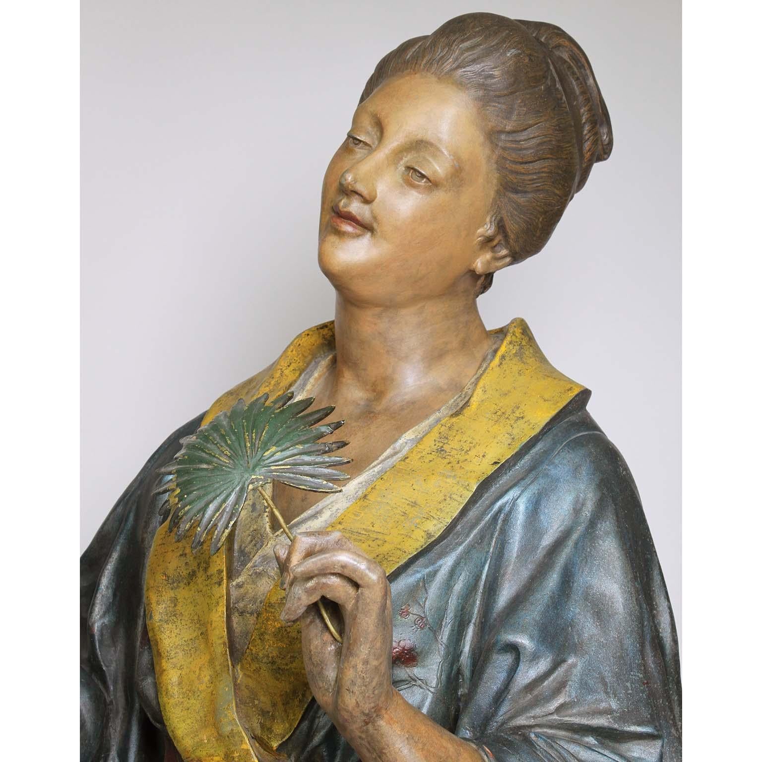 French 19th Century Polychromed Life-Size Figure of a Geisha, Charles Massé For Sale 3