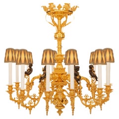 A French 19th century Renaissance st. Ormolu and patinated Bronze chandelier