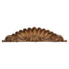French, 19th Century, Scalloped-Shell Carved Wood Pediment Fragment