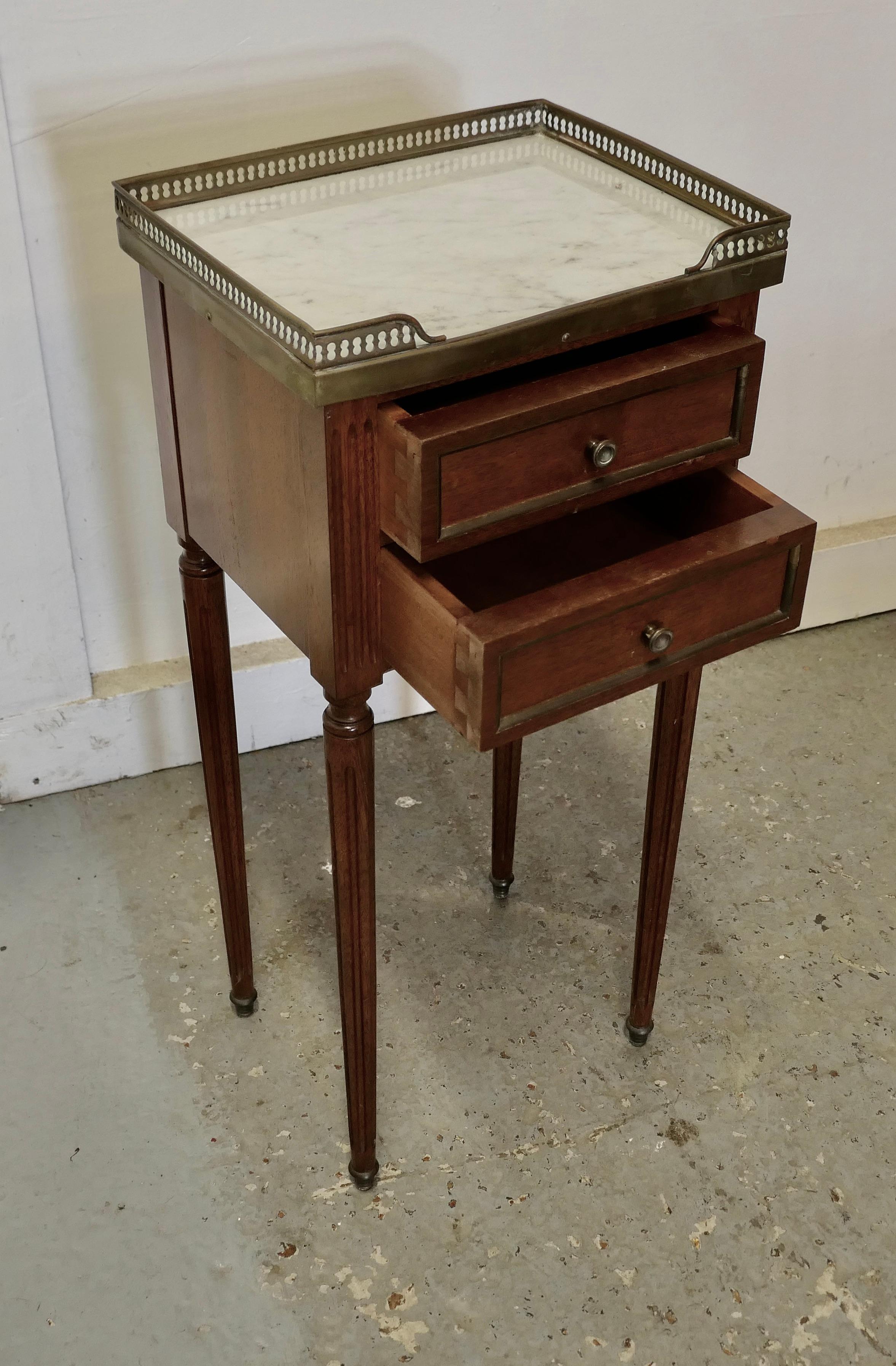 Marble French 19th Century Side Table or Bedside Cabinet