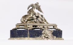 French 19th Century Silver and Quartz Paperweight "La Mort du Chevalier Bayard"