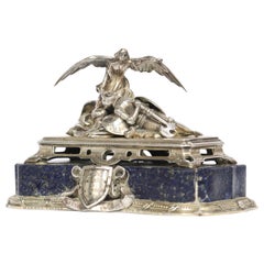 French 19th Century Silver and Quartz Paperweight "La Mort du Chevalier Bayard"