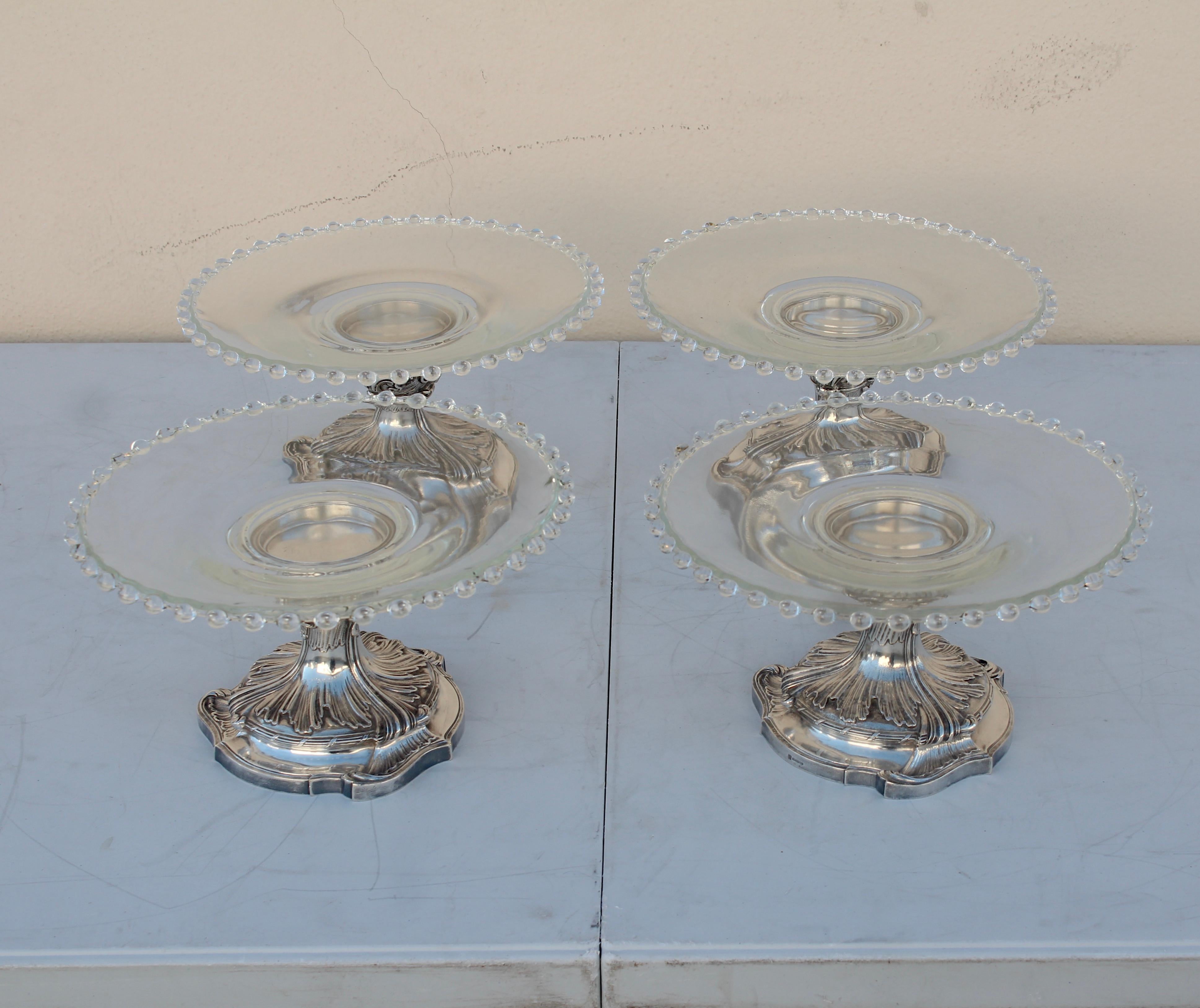 French 19th Century Silvered Bronze and Cristal Christofle Set of Centerpieces In Good Condition In Saint-Ouen, FR