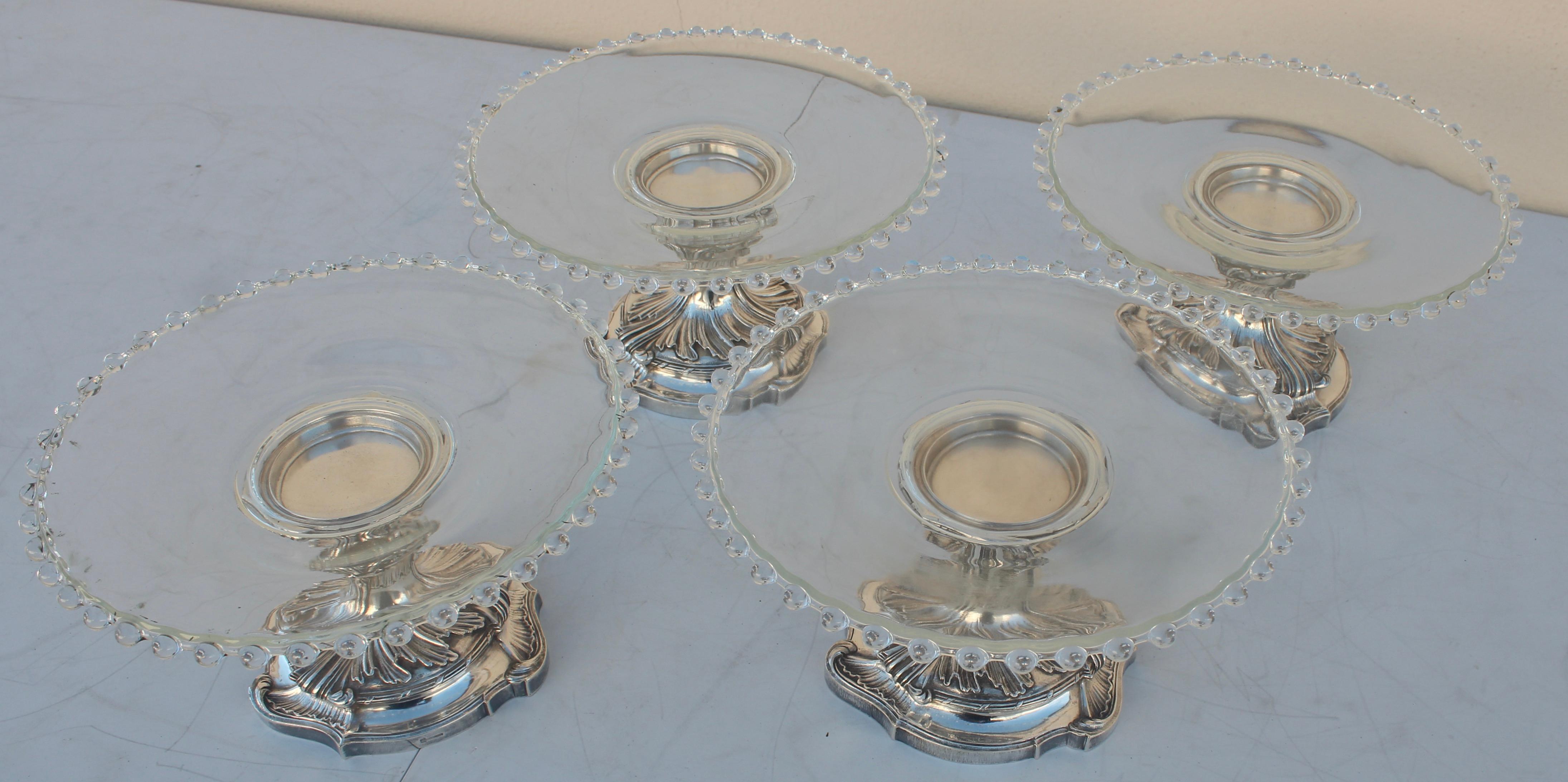 Late 19th Century French 19th Century Silvered Bronze and Cristal Christofle Set of Centerpieces