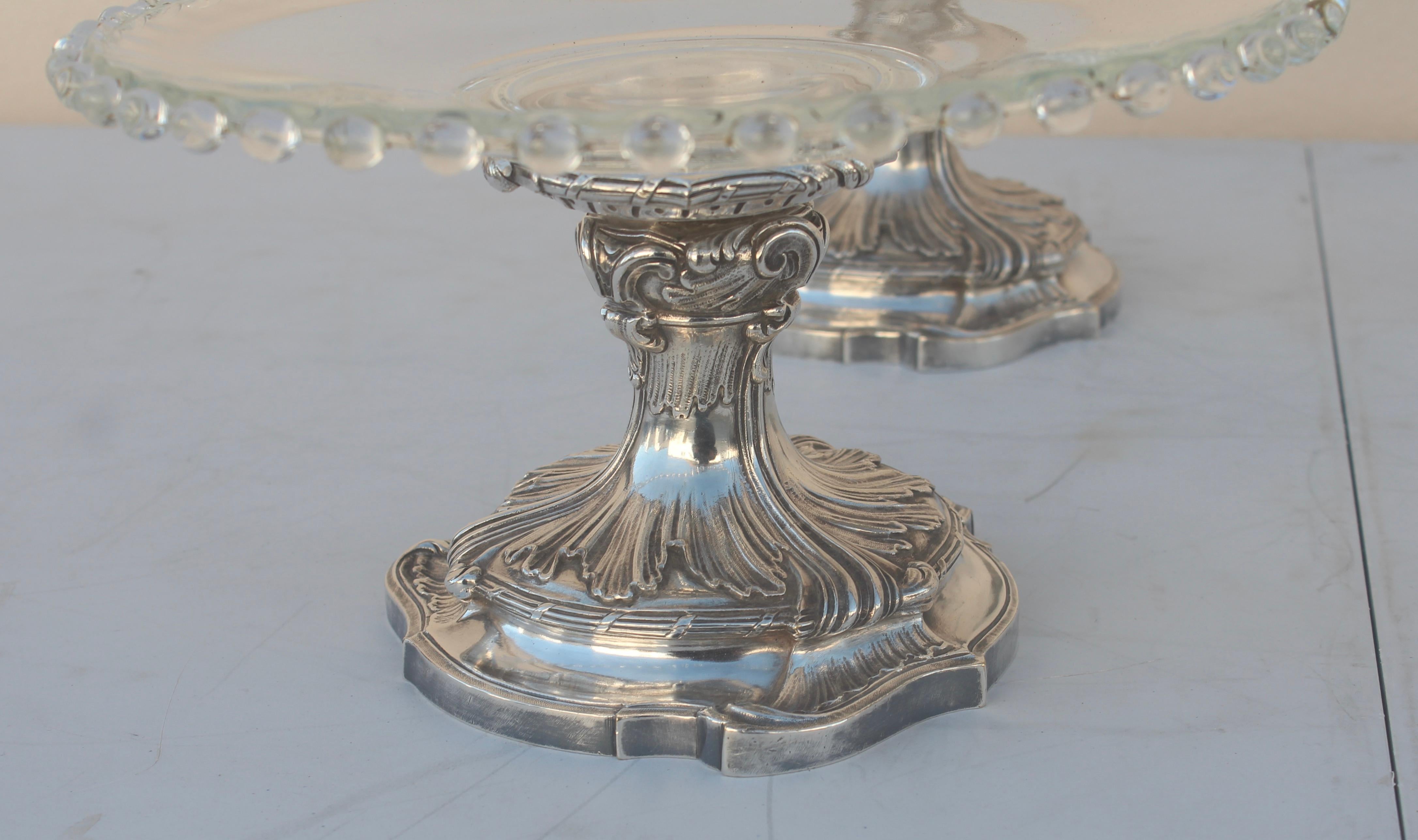 French 19th Century Silvered Bronze and Cristal Christofle Set of Centerpieces 4