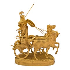 French 19th Century Statue of Chariot of Minerva Signed Fremiet & Barbedienne