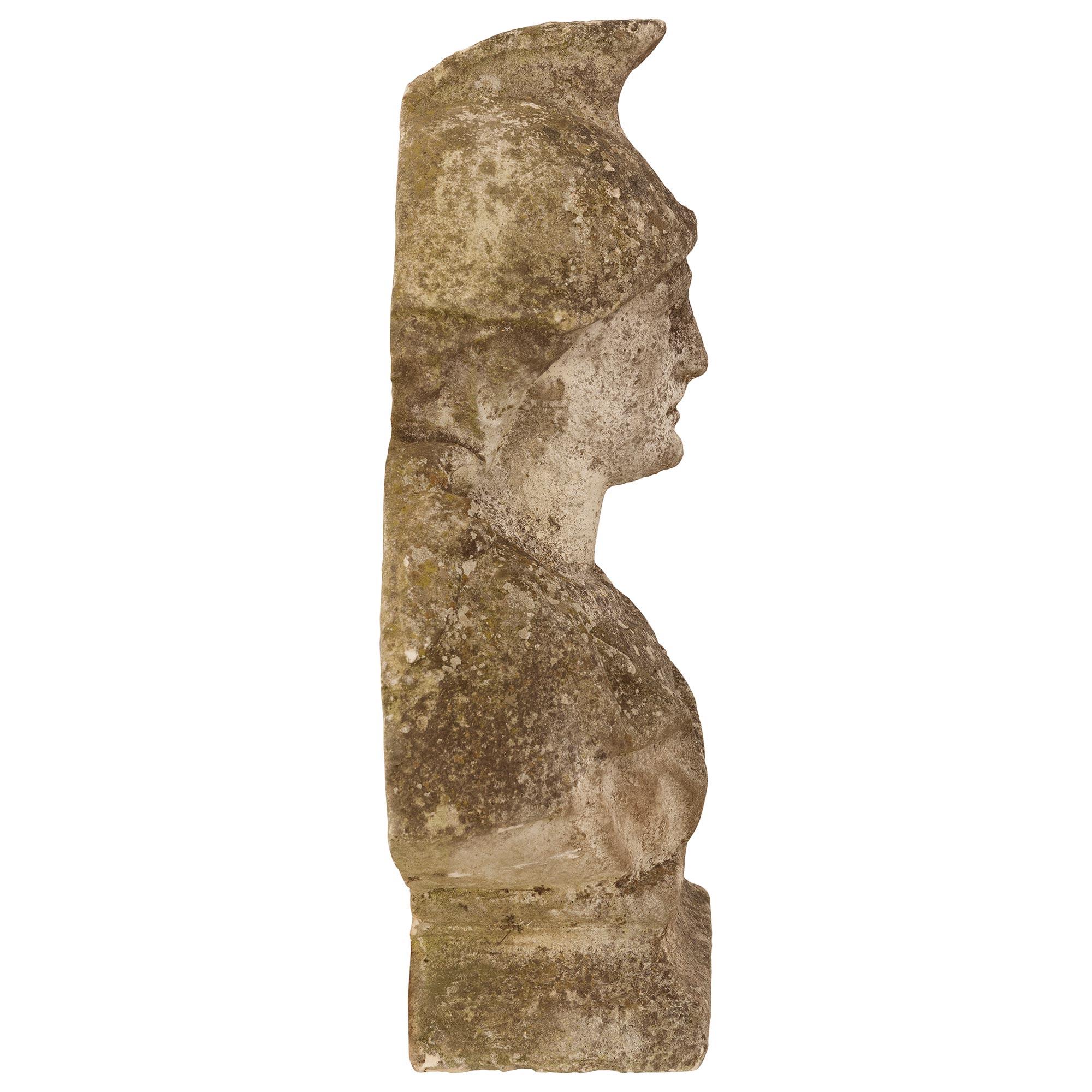 19th Century A French 19th century Stone warrior statue For Sale