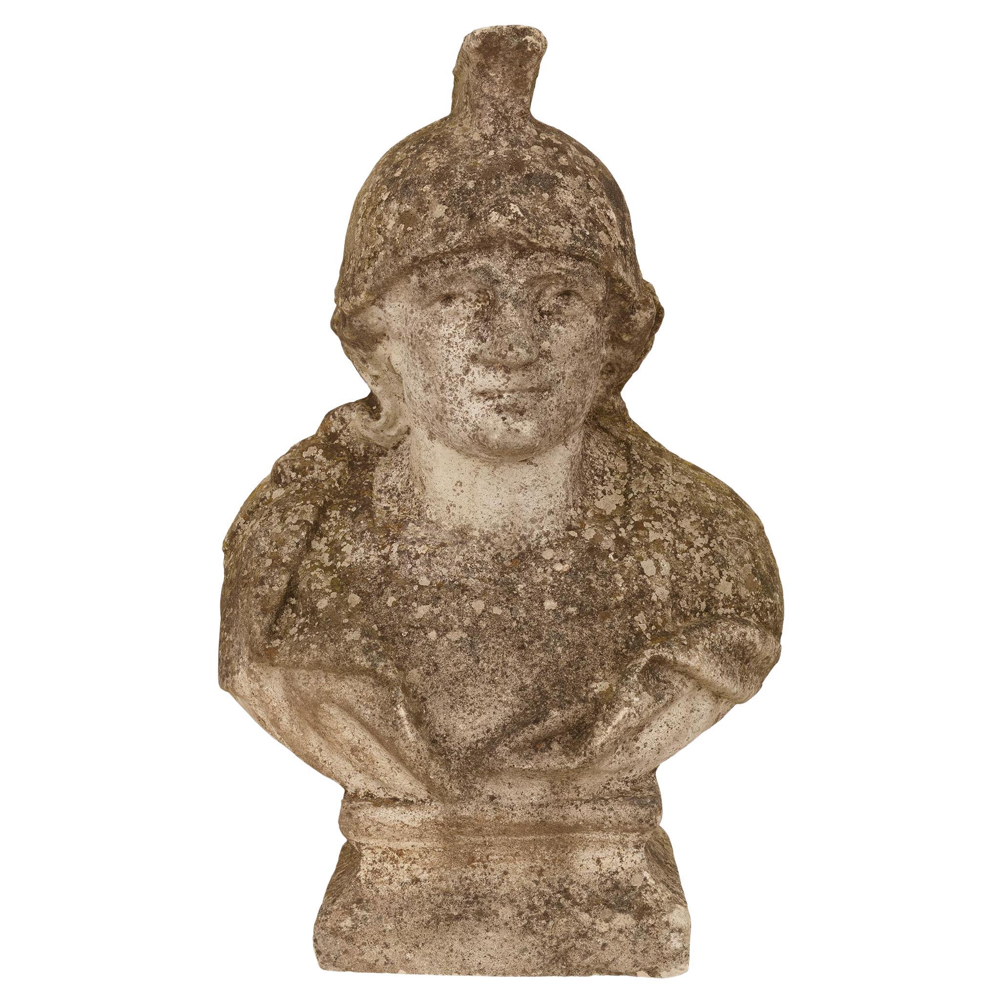 A French 19th century Stone warrior statue For Sale