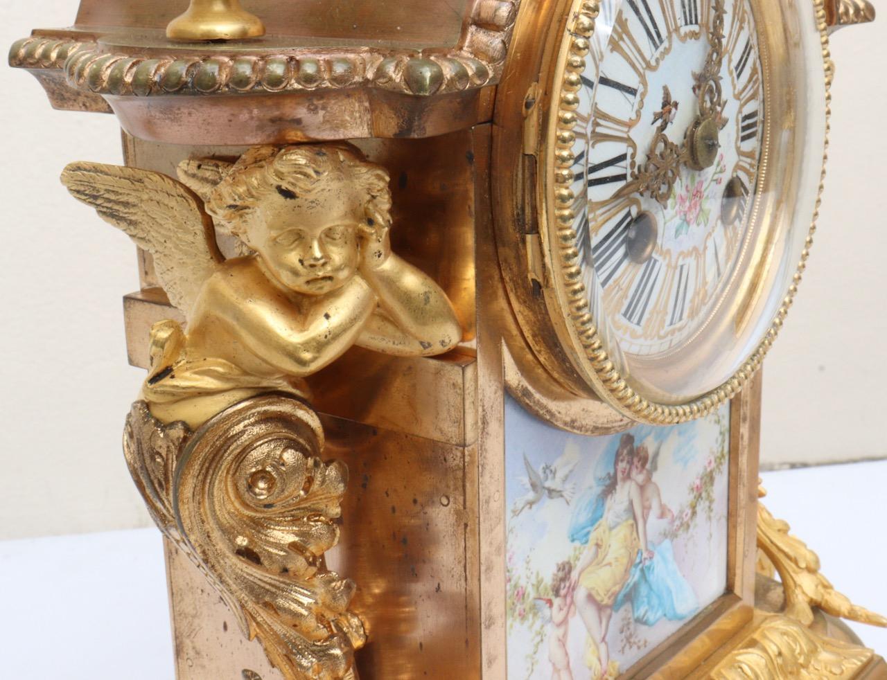 French 19th Century Three-Piece Sèvres Porcelain Garniture Clock 6