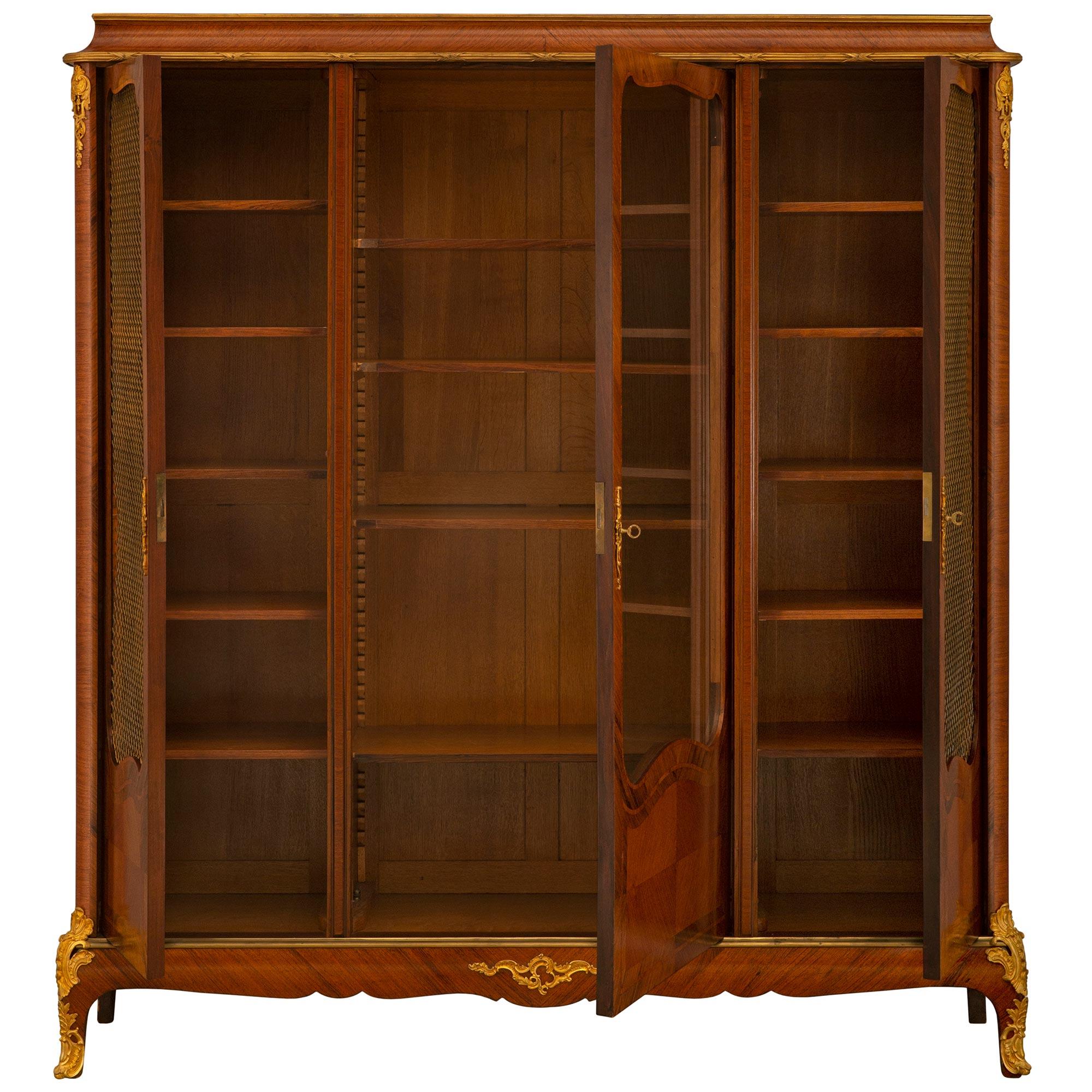 Belle Époque A French 19th century Transitional st. Tulipwood and Ormolu cabinet  For Sale