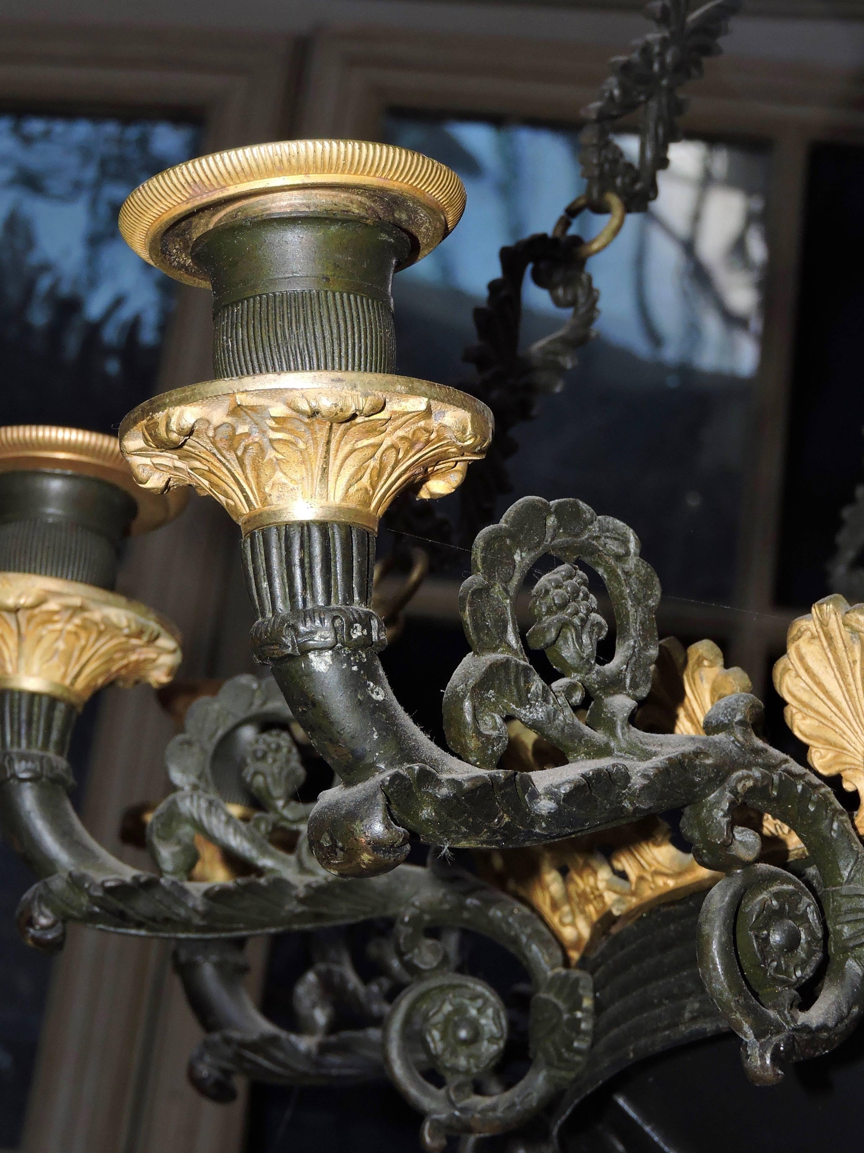 Französischer Kronleuchter mit zwölf Leuchten aus der Restaurationszeit des 19. Jahrhunderts im Angebot 3