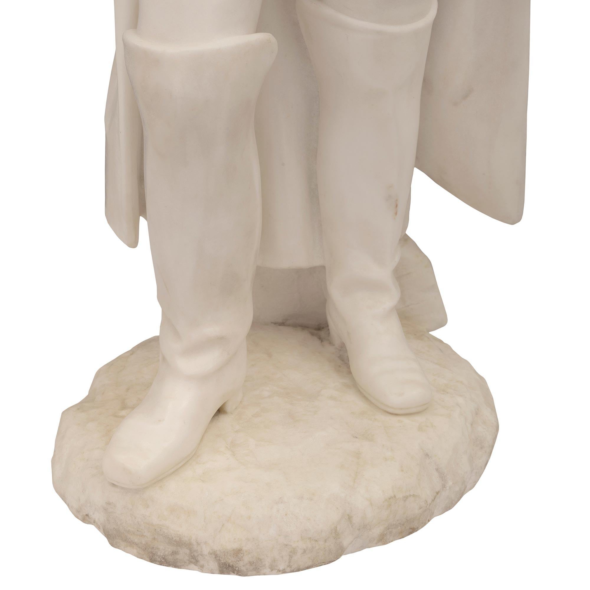 French, 19th Century, White Carrara Marble Statue of Napoleon For Sale 7