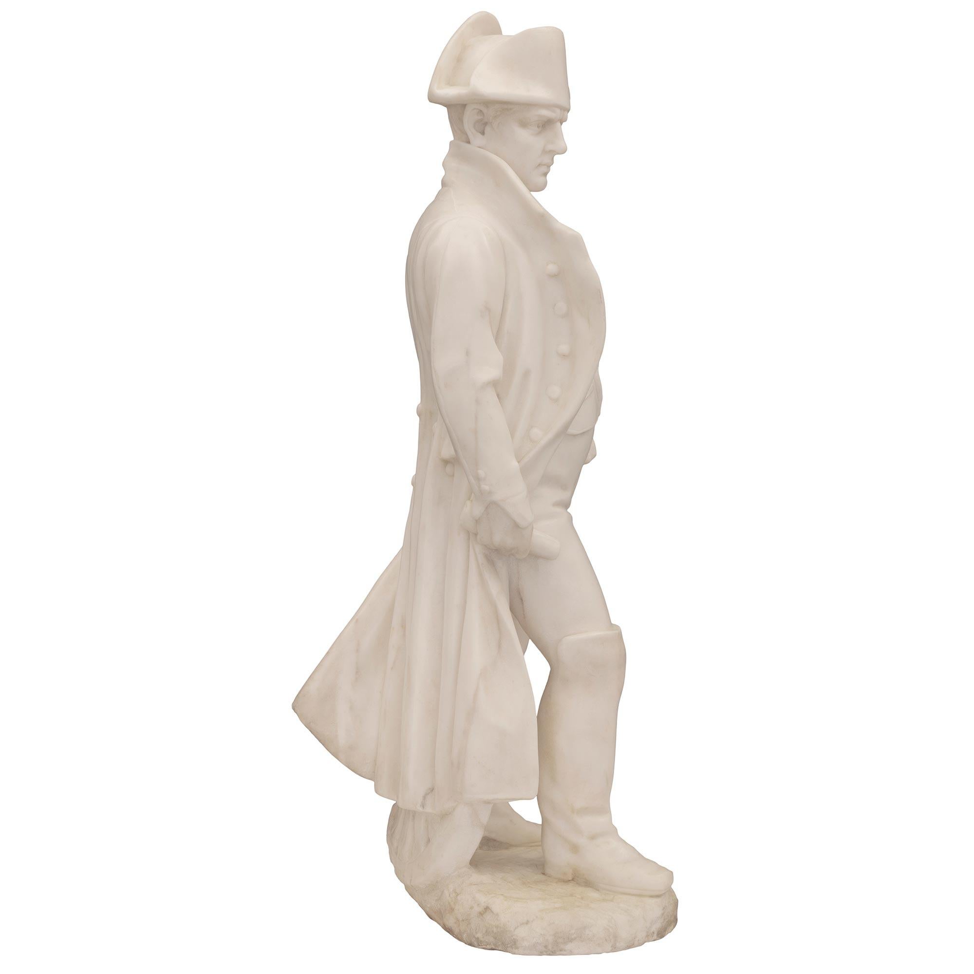 French, 19th Century, White Carrara Marble Statue of Napoleon For Sale 1