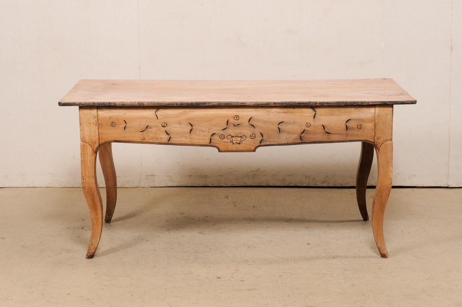 French 19th Century Wooden Table 'or Large Console' w/Drawers, Bleached Finish 6