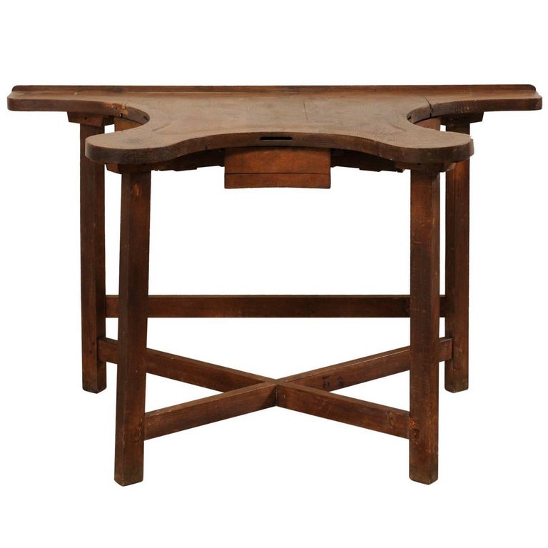 French 19th Century Work Bench Jeweler S Table With Three Small
