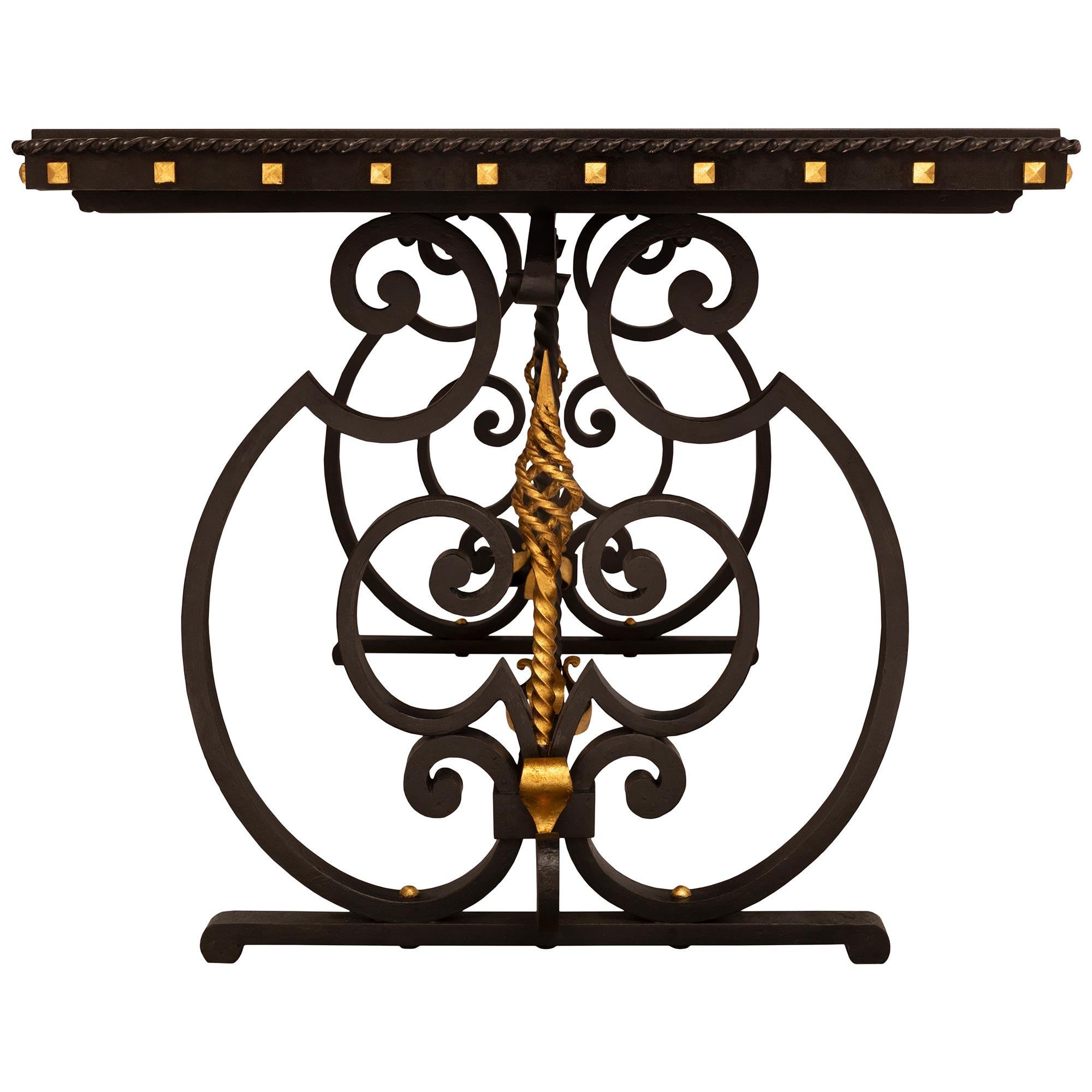 A French 19th century Wrought Iron and Gilt center table In Good Condition For Sale In West Palm Beach, FL