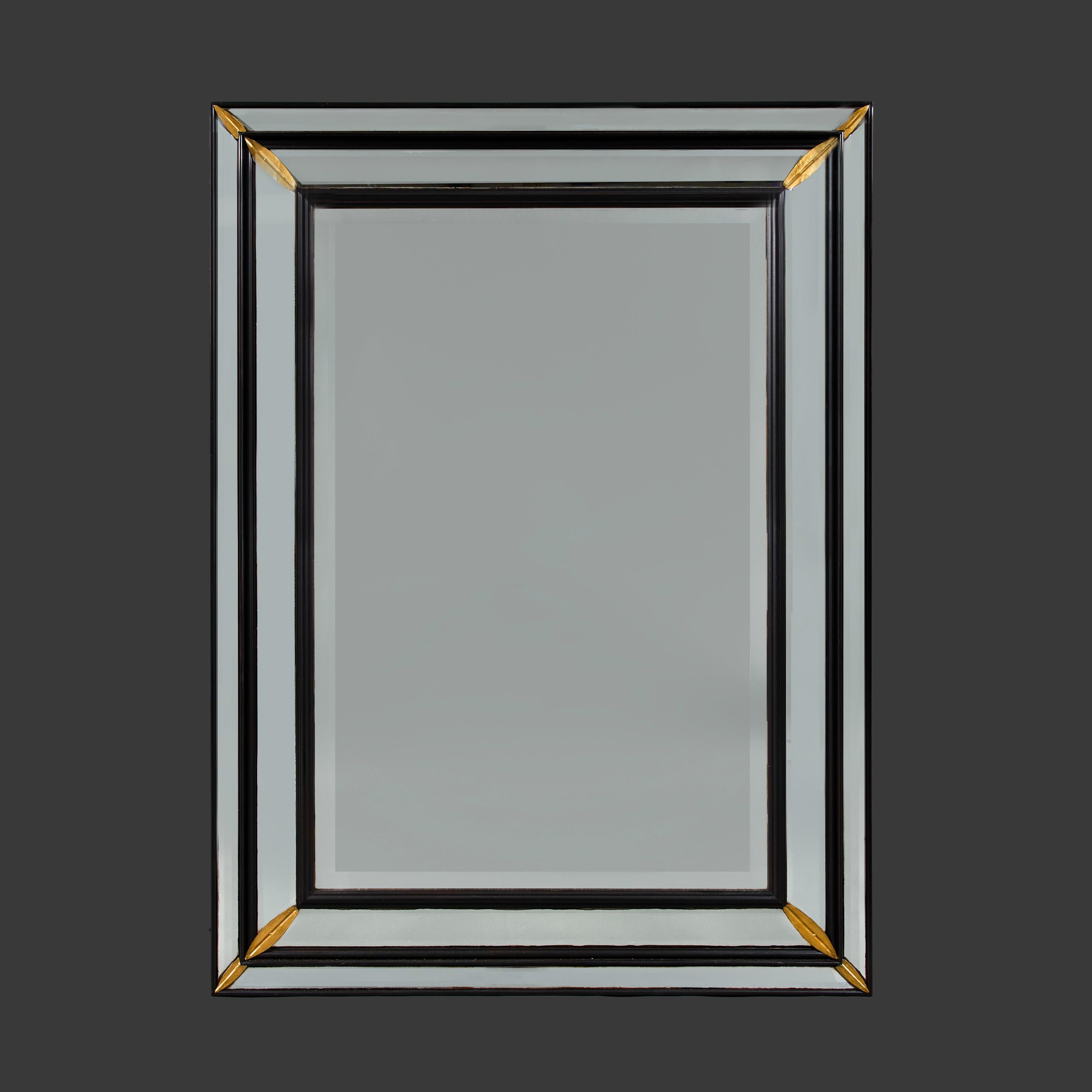 Miroir rectangulaire ébonisé de la Maison Charles, France, 20e siècle Bon état - En vente à London, GB