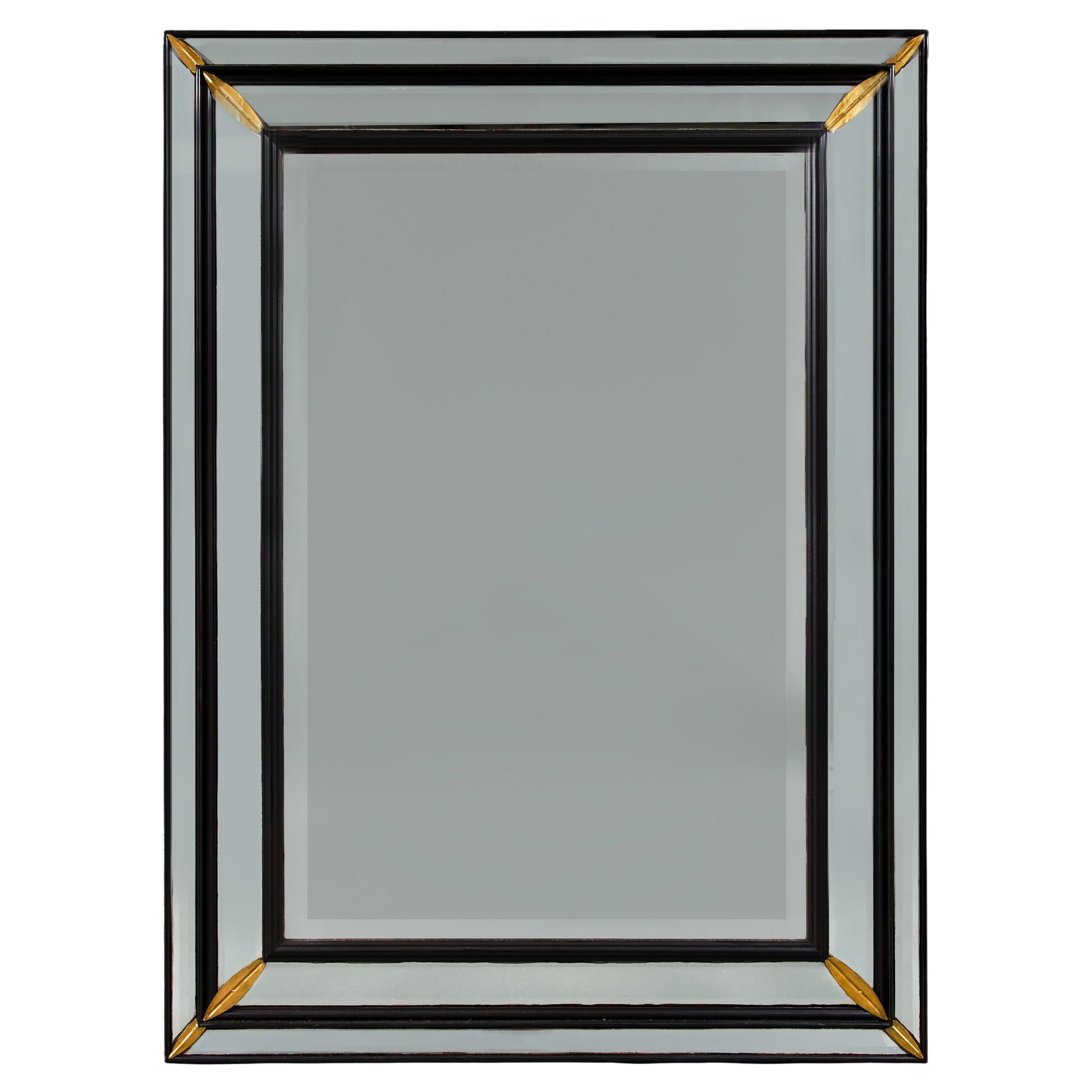 Miroir rectangulaire ébonisé de la Maison Charles, France, 20e siècle en vente