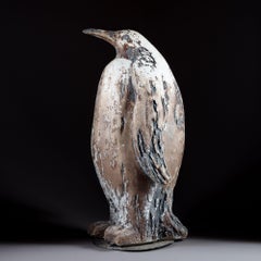 French 20th Century Plaster Sculpture of an Emperor Penguin with Paint Residue