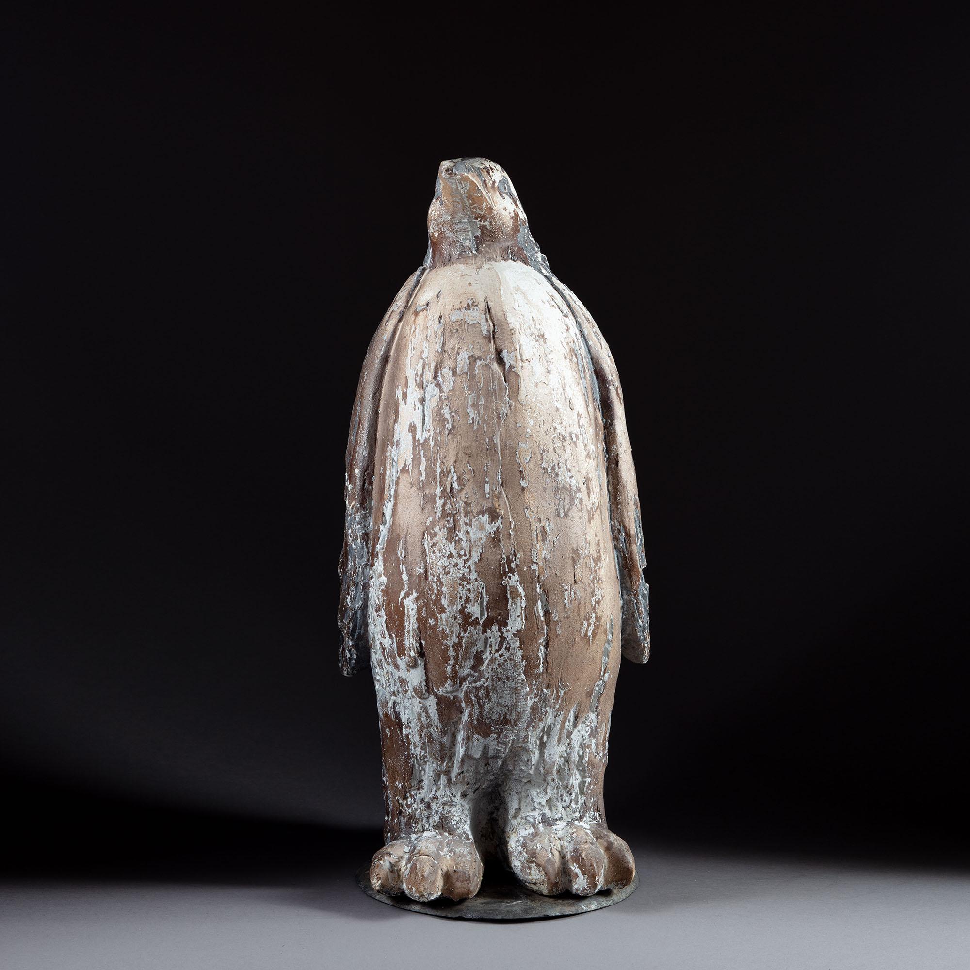 Slate French 20th Century Plaster Sculpture of an Emperor Penguin with Paint Residue