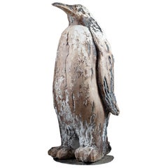 French 20th Century Plaster Sculpture of an Emperor Penguin with Paint Residue