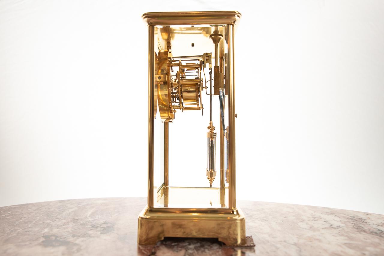 Late Victorian French 8 Day Striking Four Glass Clock by Japy Freres, Paris, Late 19th Century