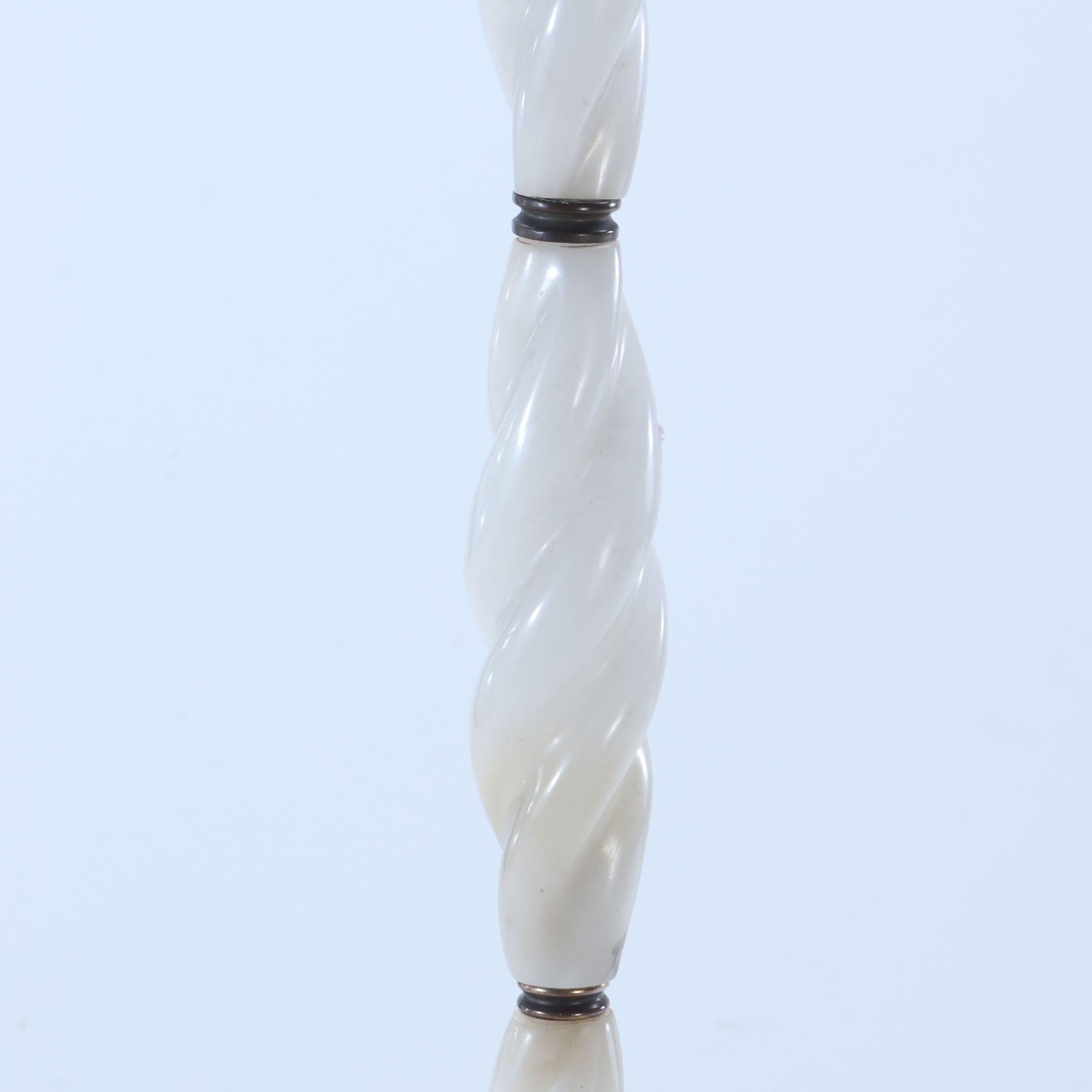 A French alabaster floor lamp, C. 1945. In Fair Condition For Sale In Philadelphia, PA