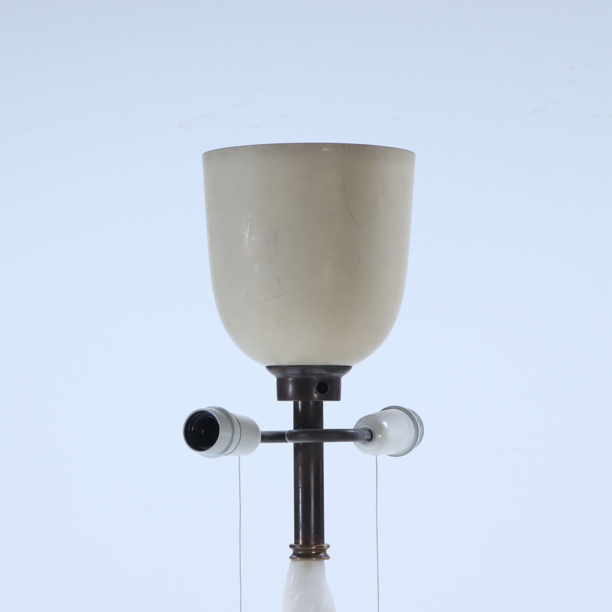 19th Century A French alabaster floor lamp, C. 1945. For Sale