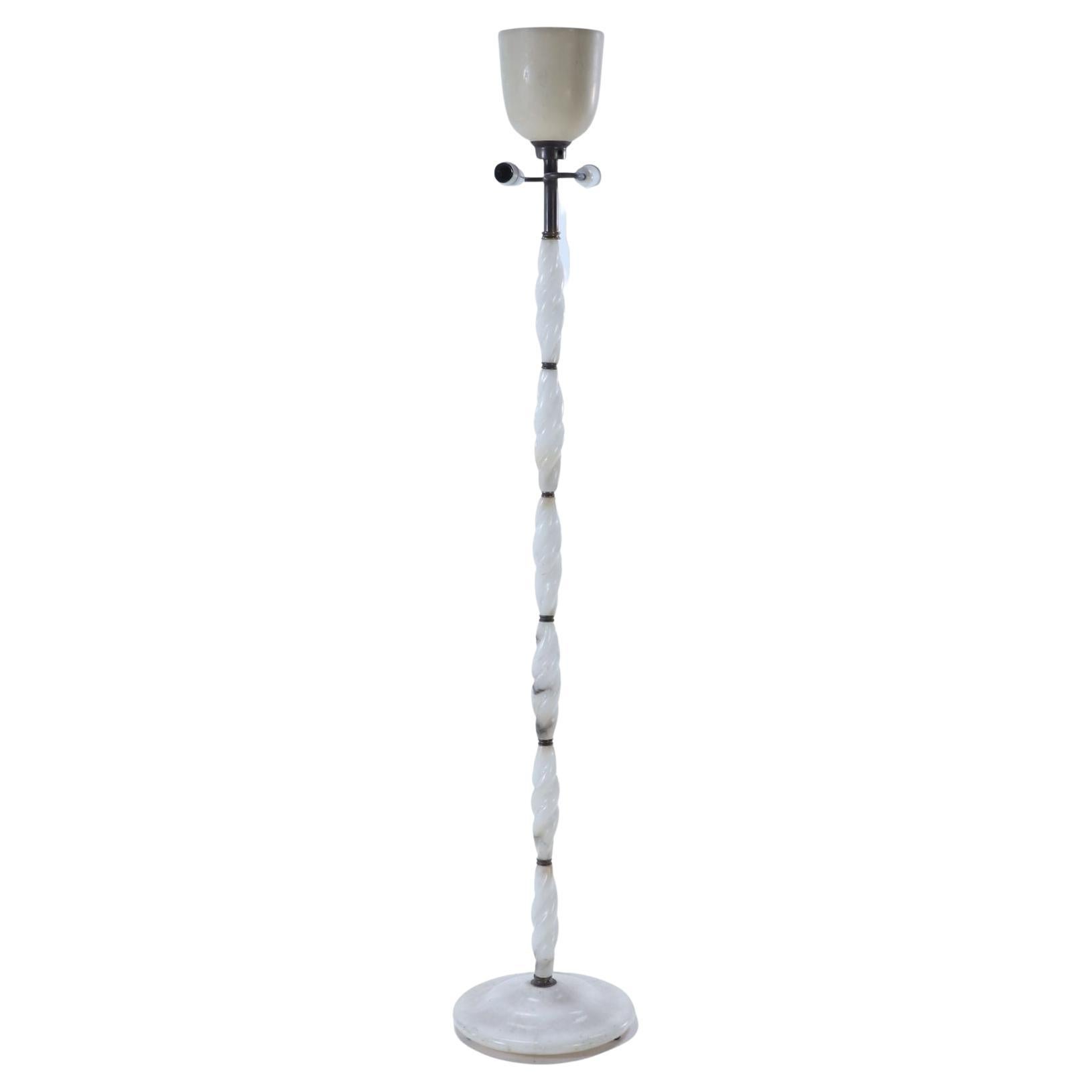 A French alabaster floor lamp, C. 1945. For Sale